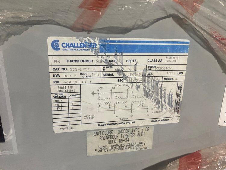 Challenger Isolation Transformer 330 KVA Model 333-LP3T USED 0