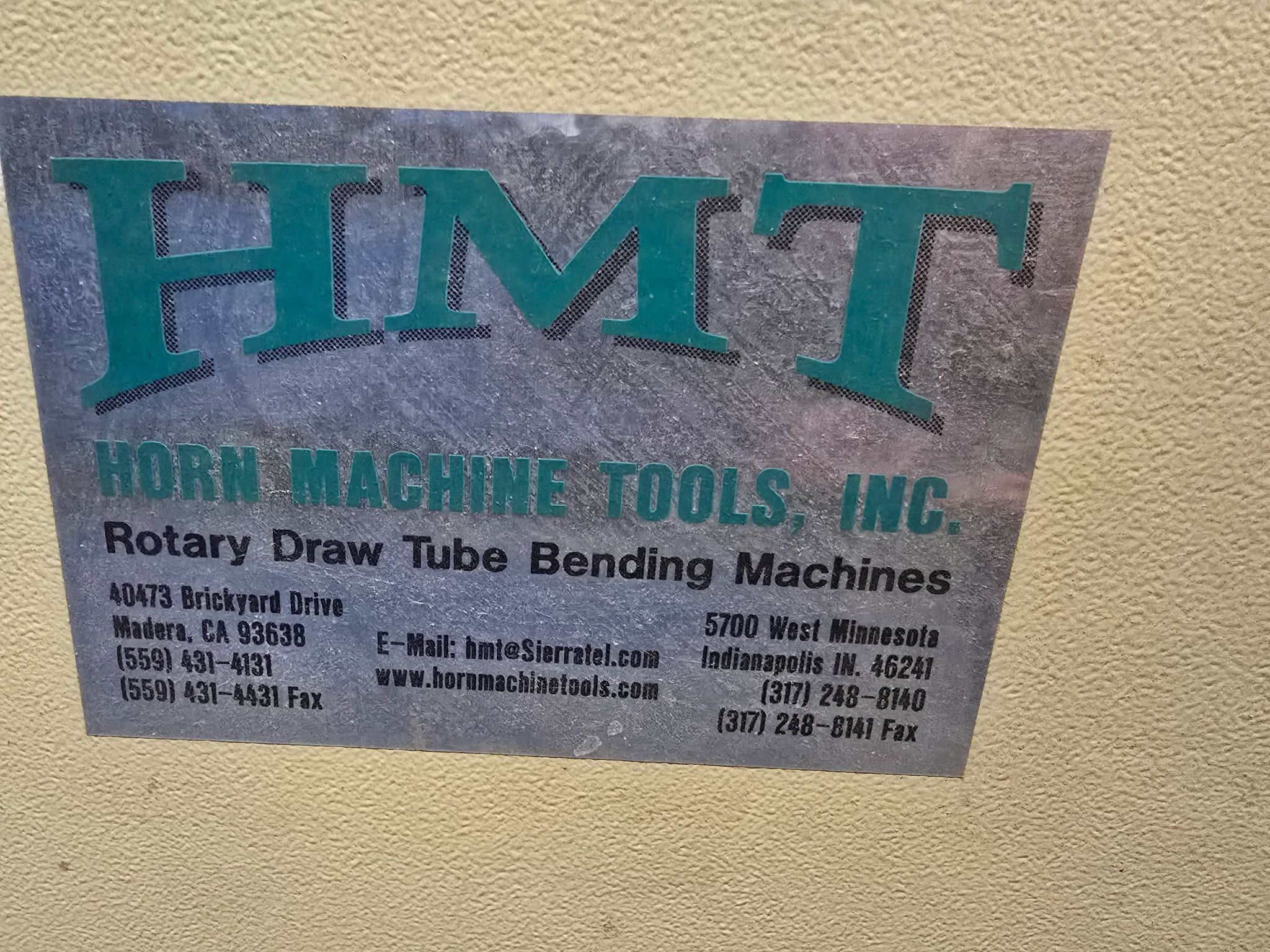 HORN HMT CNC 50TSRE TUBE BENDER USED 12