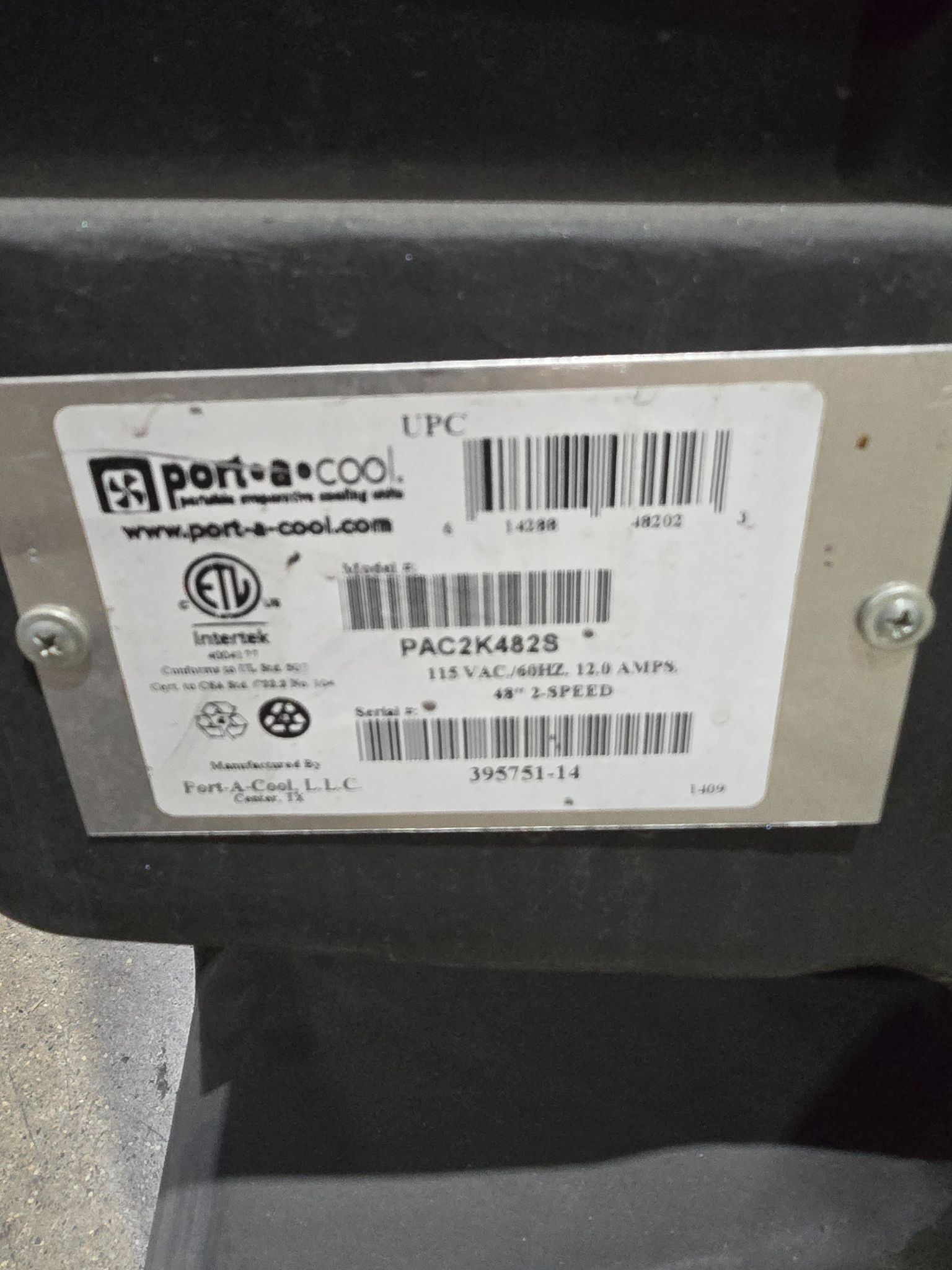 PORT-A-COOL PAC2K482S MOBILE COOLER USED 6