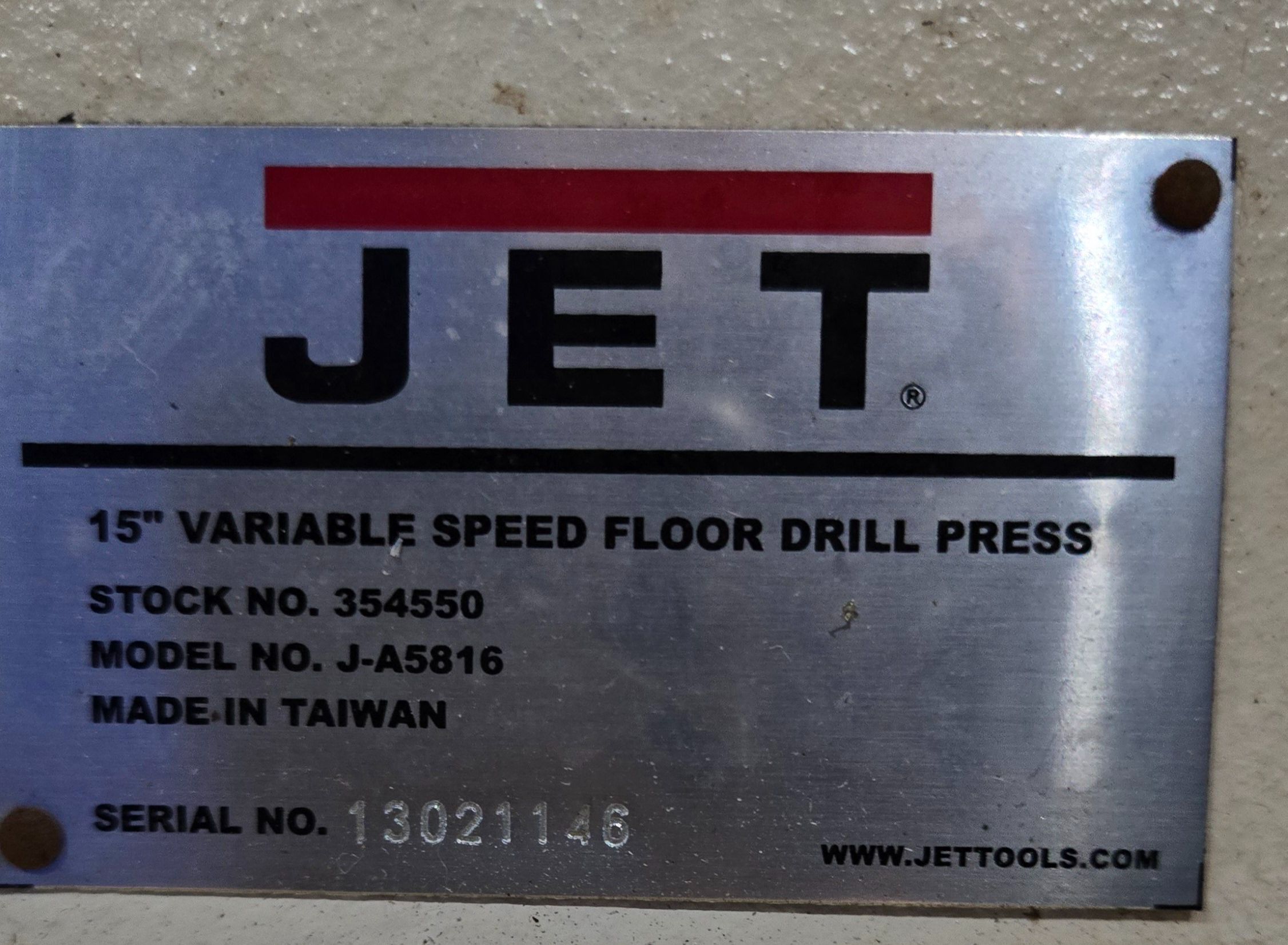 JET J-A5816 DRILL PRESS 15 VARIABLE SPEED 110V USED 6