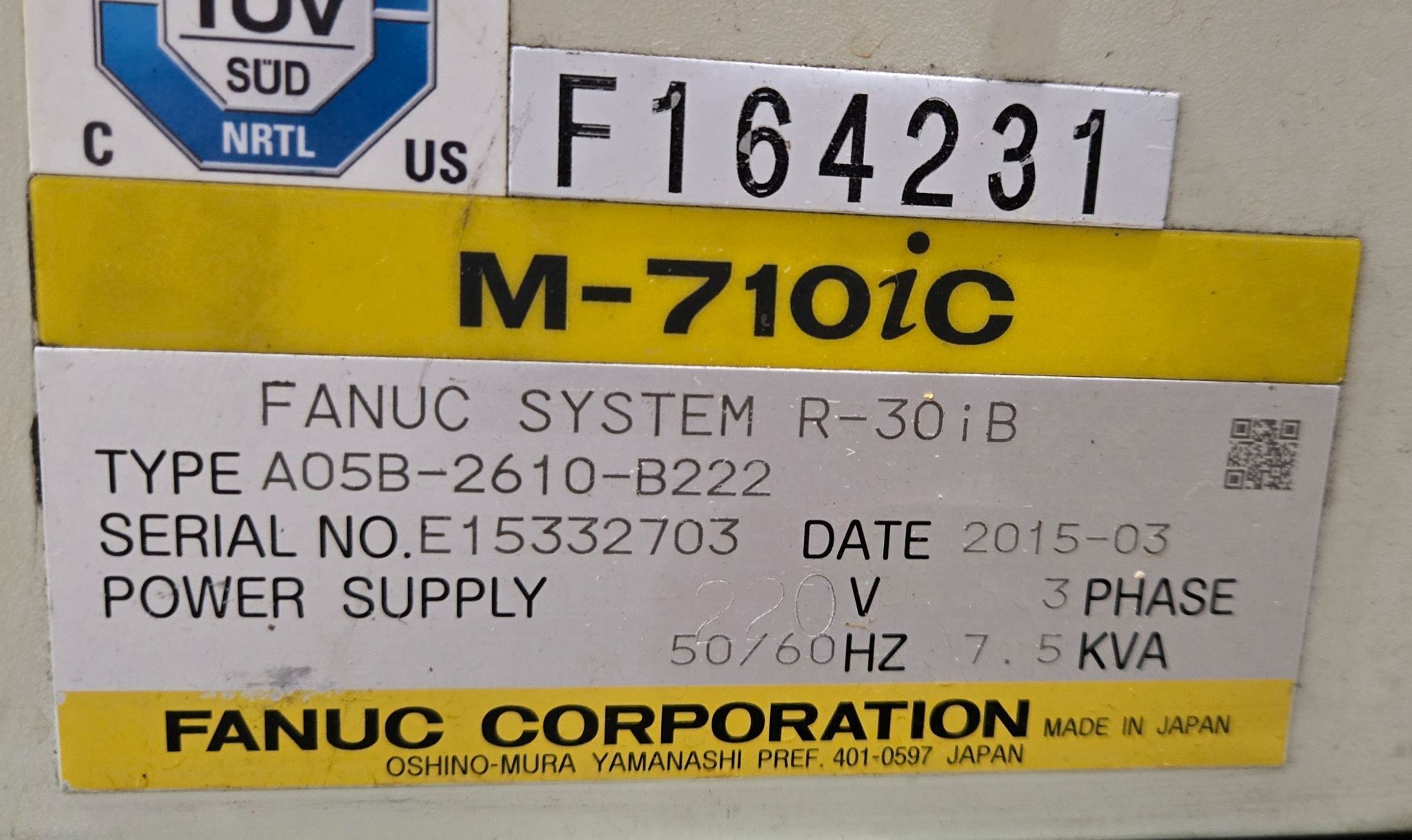 FANUC M-710iC/50 +R-30iB ROBOT ARM WITH CONTROLLER AND PENDANT USED 10