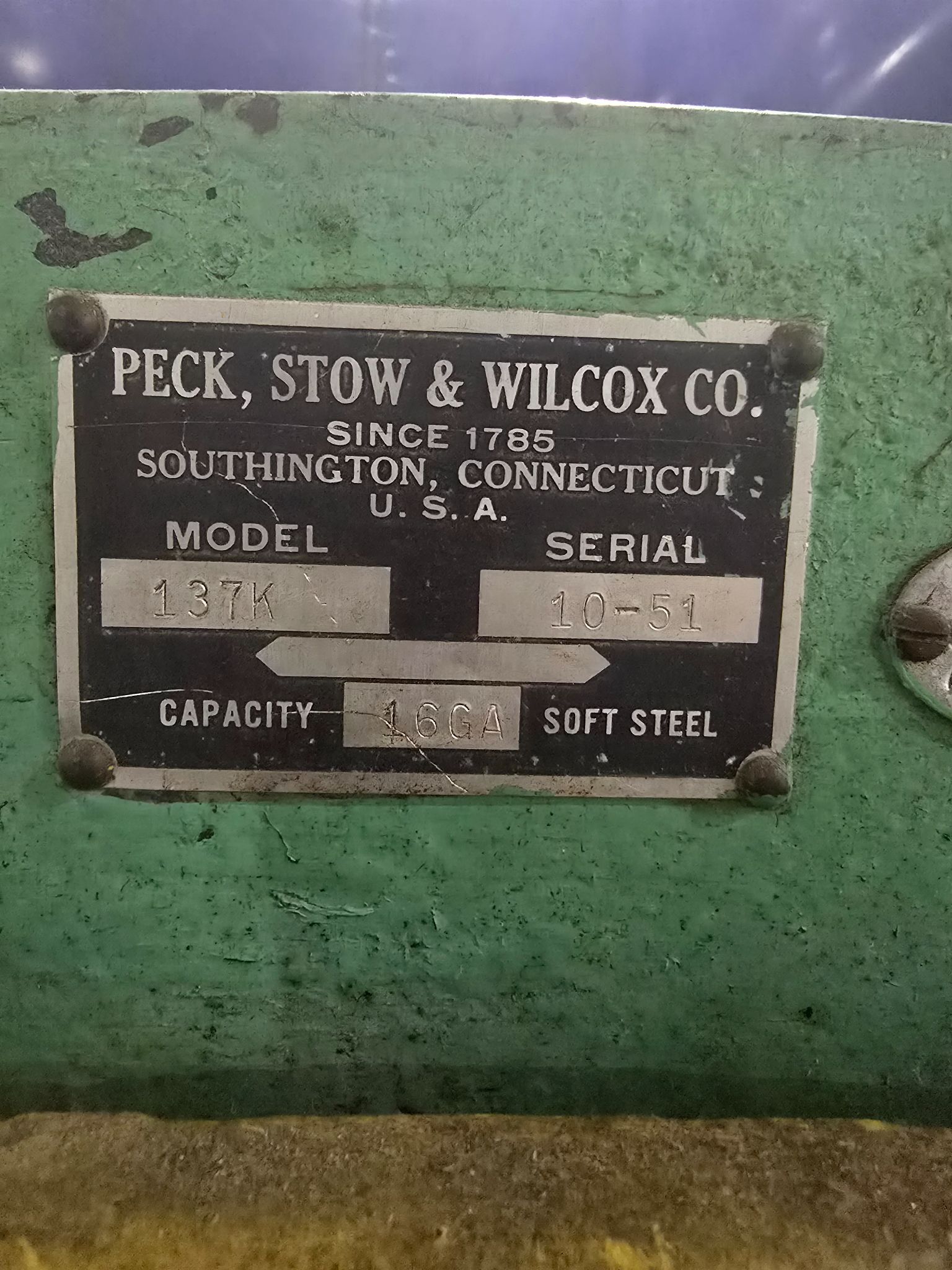 Peck, Stow & Wilcox Brakepress PN: 137K USED 2