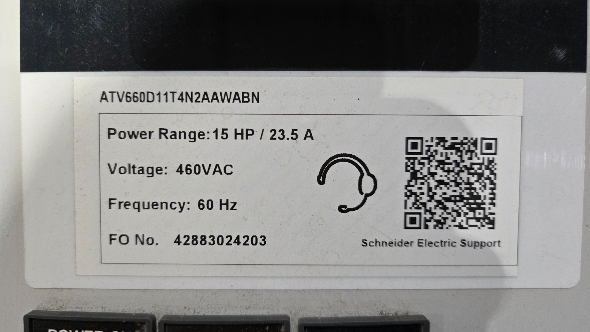 SCHNEIDER ELECTRIC ATV660D11T4N2AAWABN 15 HP VARIABLE SPEED AC DRIVE USED 6