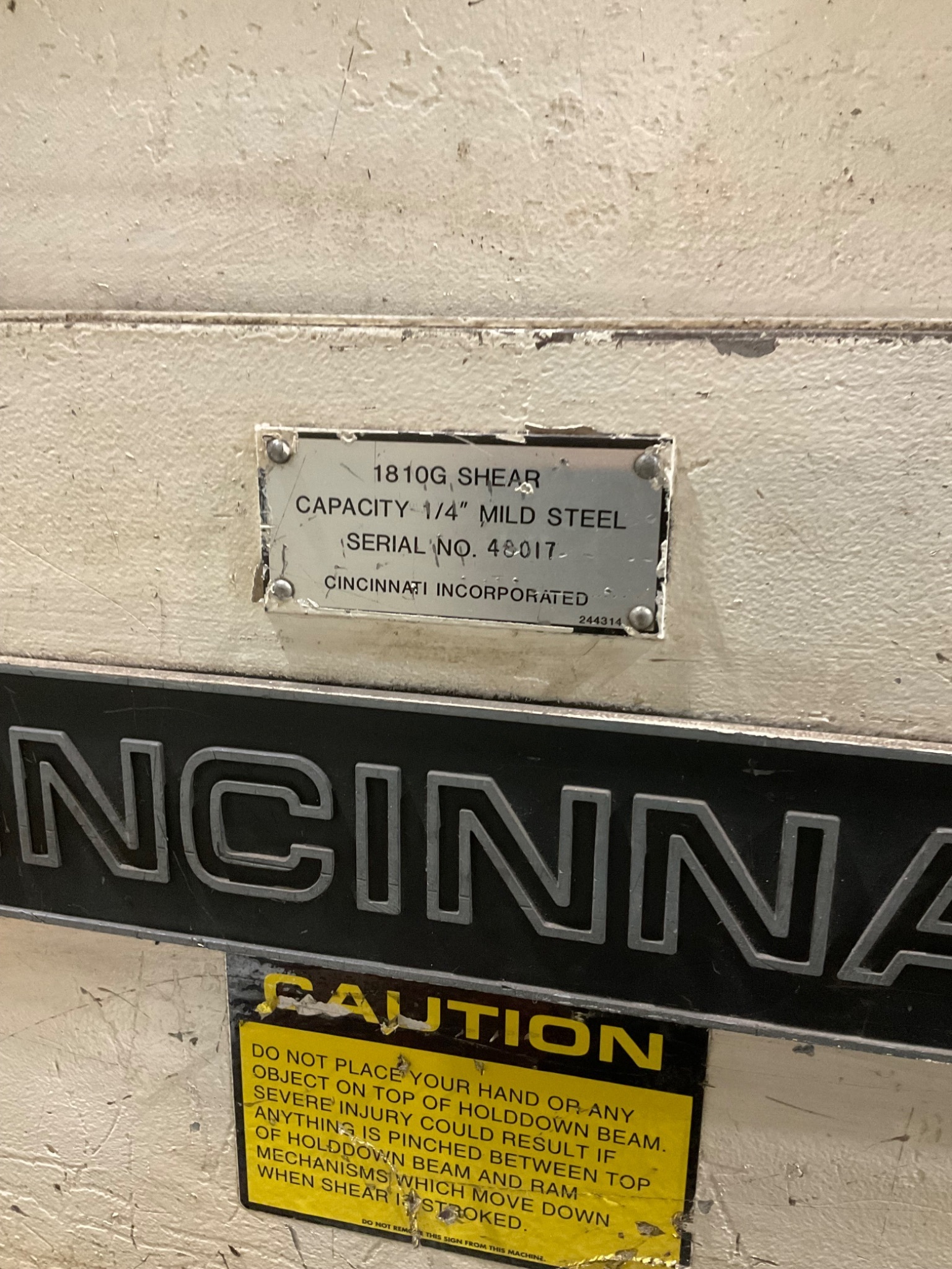 CINCINNATI 1810G SHEAR USED 1