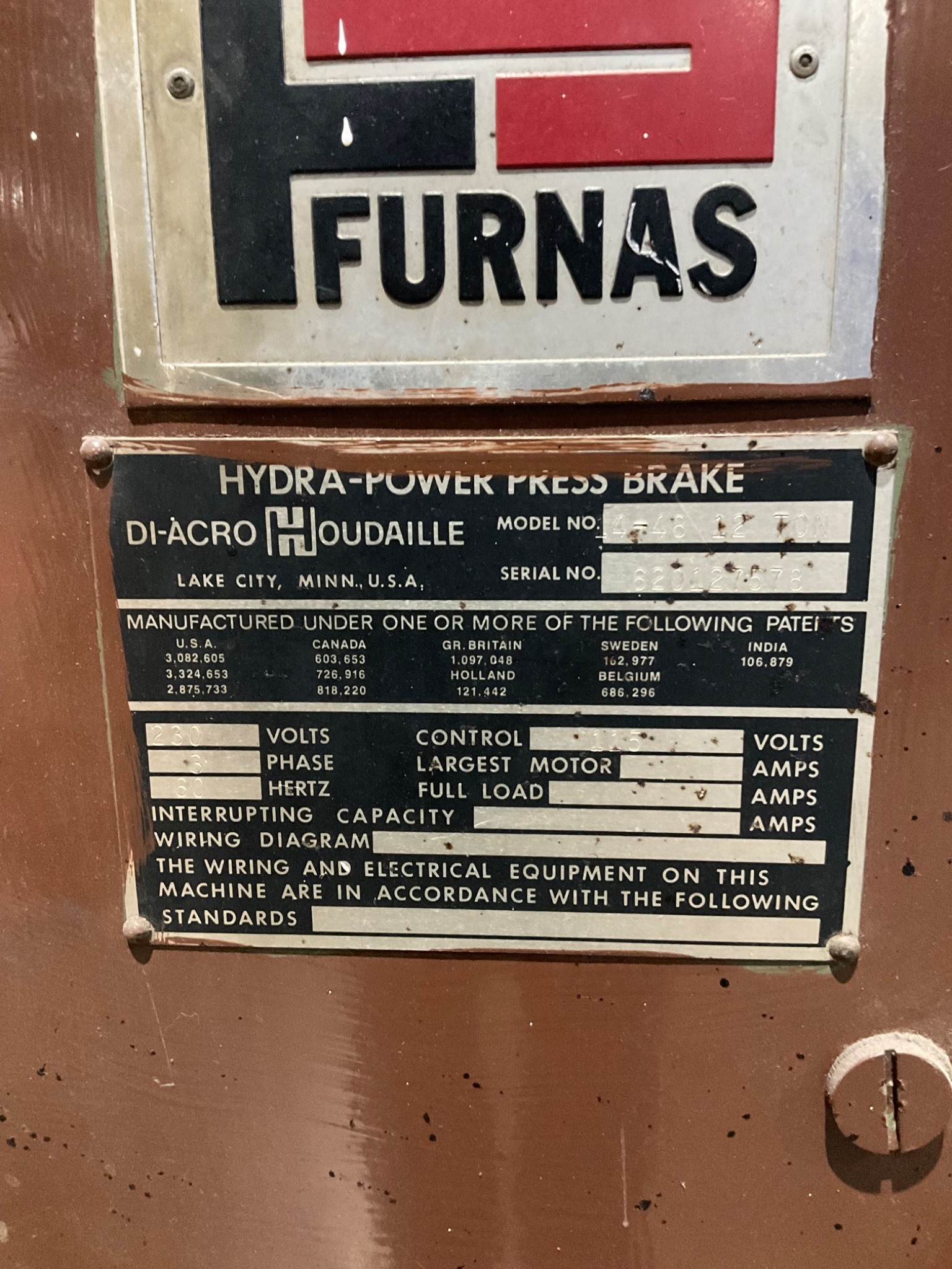 DI-ARCO 4-48 12 TON HYDRA-POWER PRESS BRAKE USED 1
