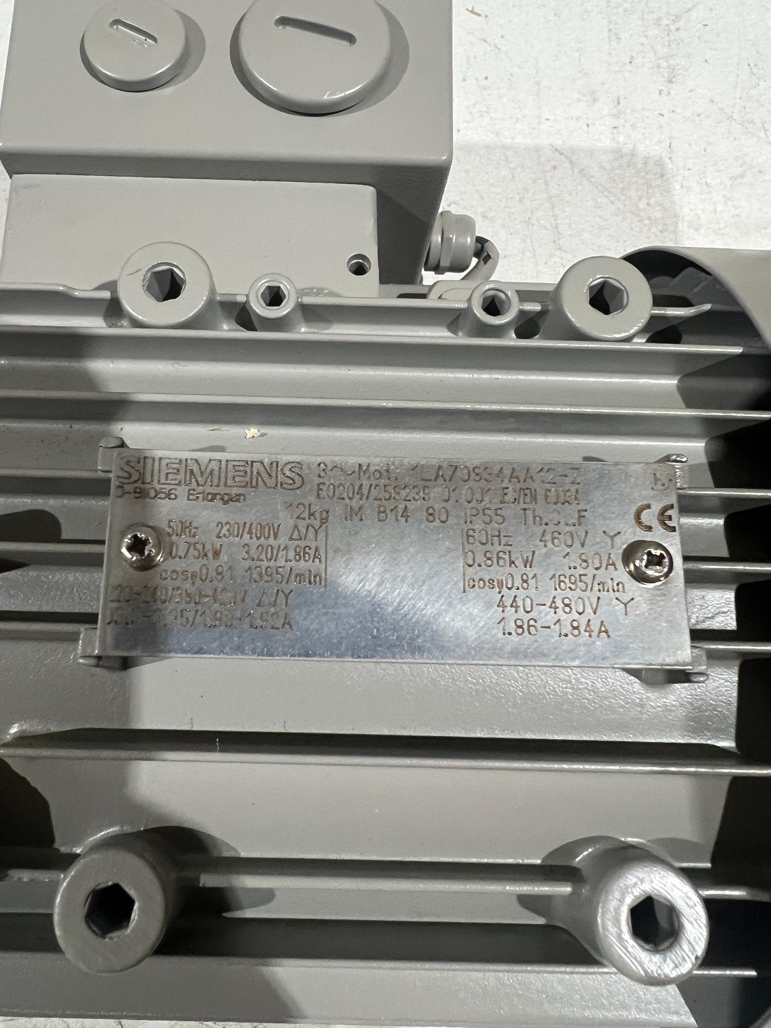 SIEMENS 1LA70834AA12-Z MOTORS 440/480V 3 PH 1695 RPM USED 3