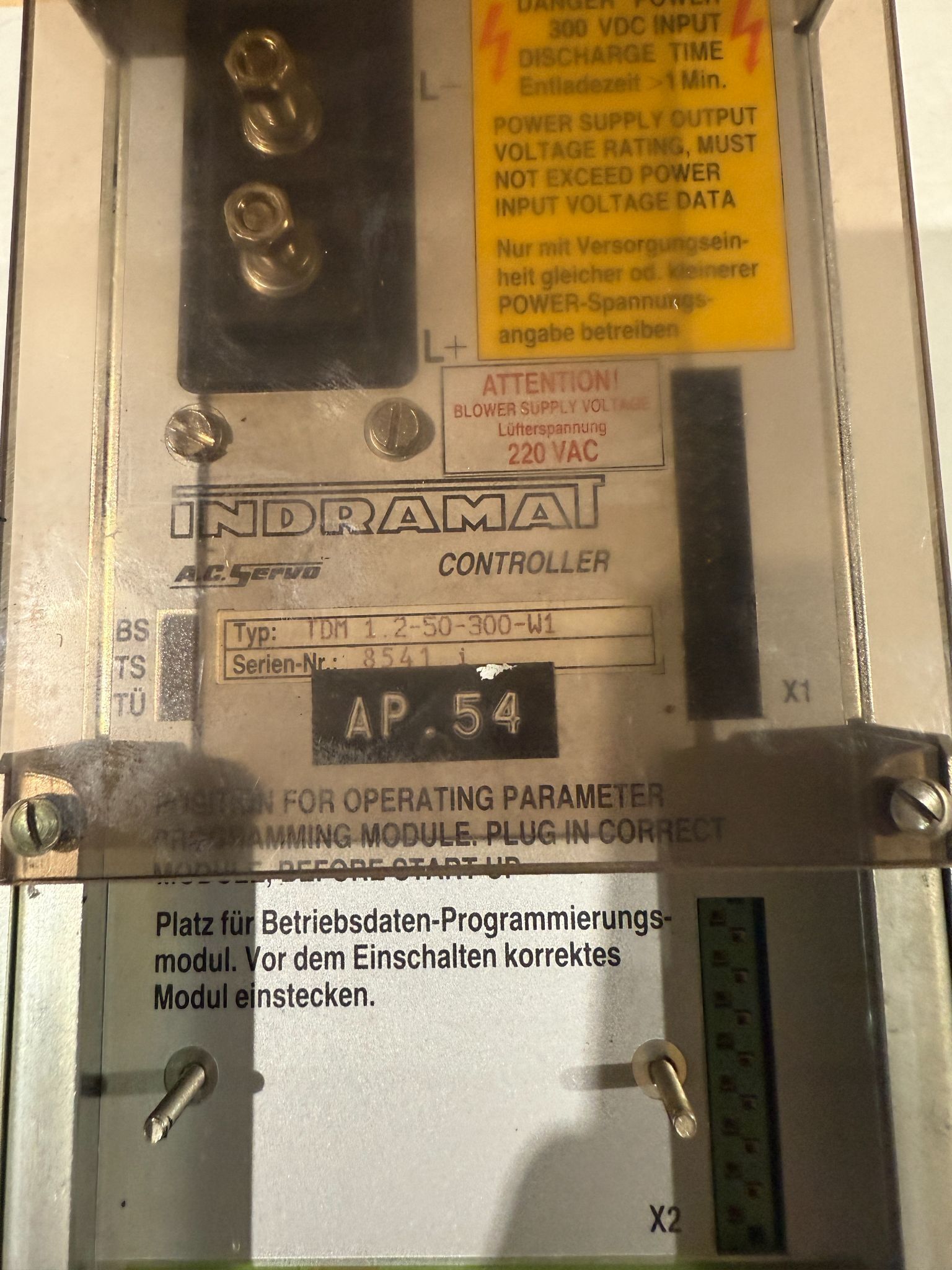 INDRAMAT TDM 1.2-50-300-W1 SERVO DRIVE AND SERVO CONTROLS USED 4