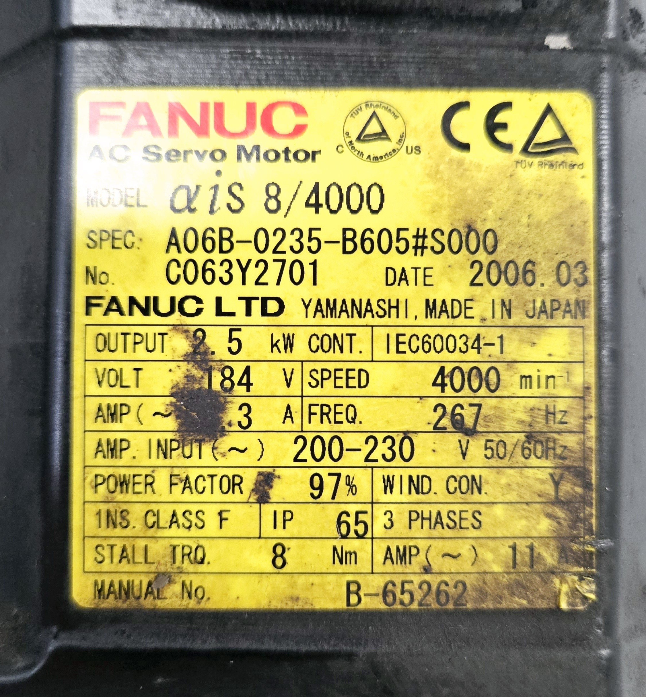 FANUC A06B-0235-B605#S000 Servo Motor USED 3