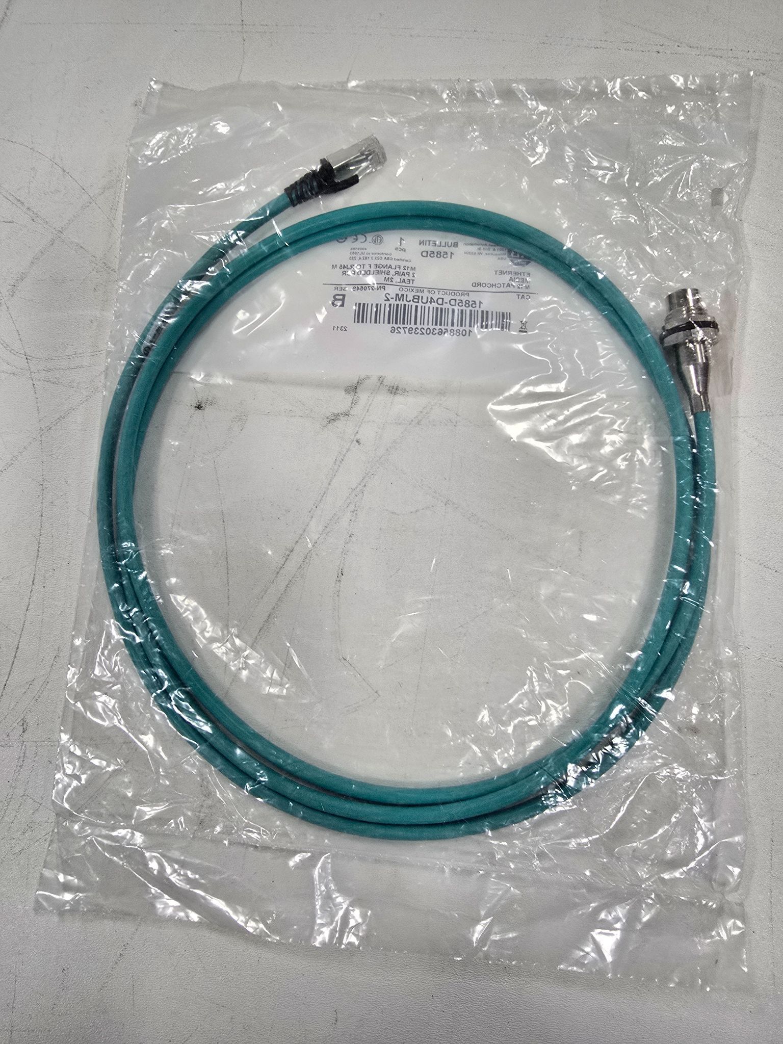 ALLEN BRADLEY 1585D-D4UBJM-2 ETHERNET MEDIA M12 PATCH CORD NEW 2