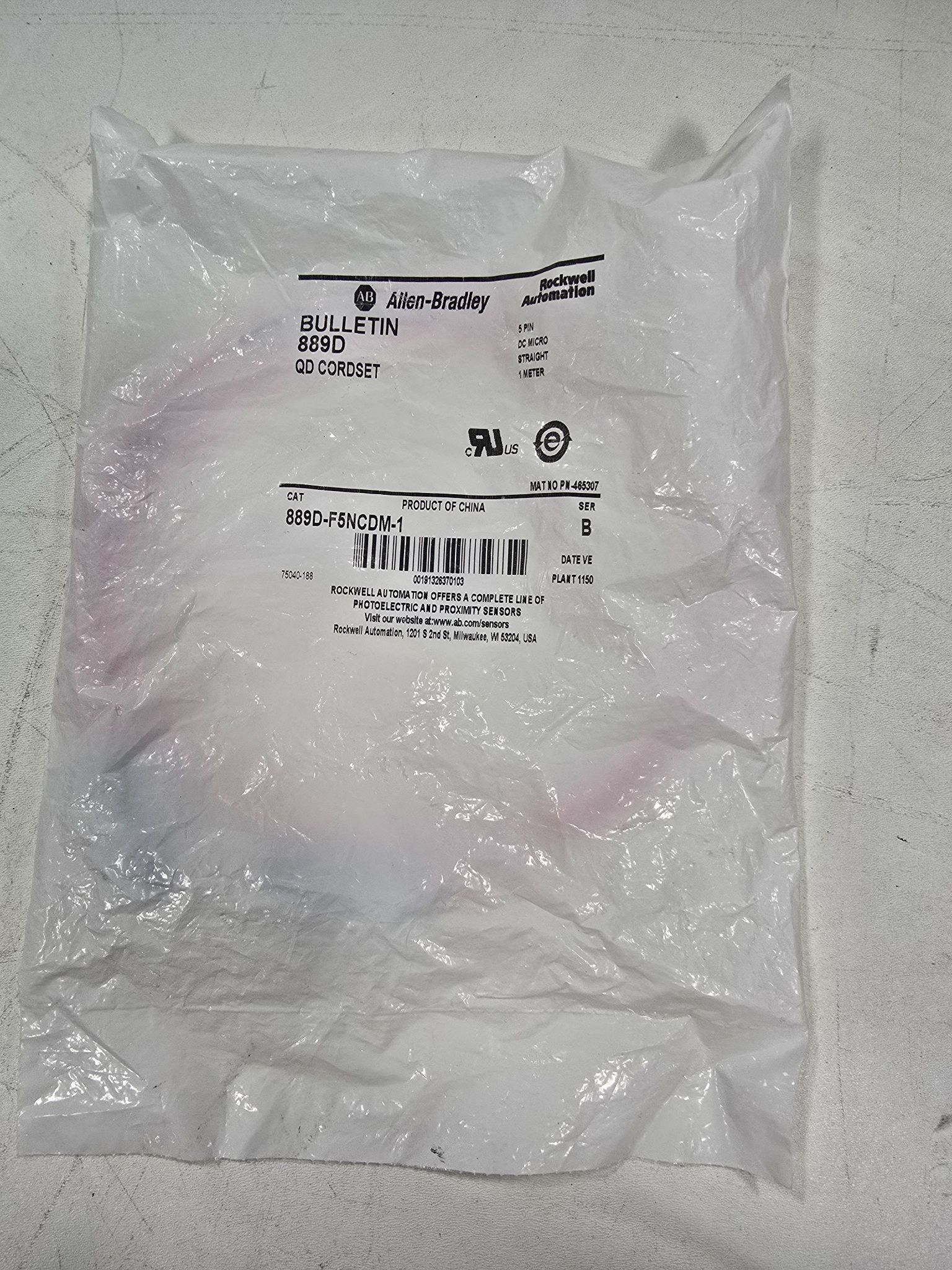 ALLEN BRADLEY 889D-F5NCDM-15PIN DC MICRO CABLE NEW 0