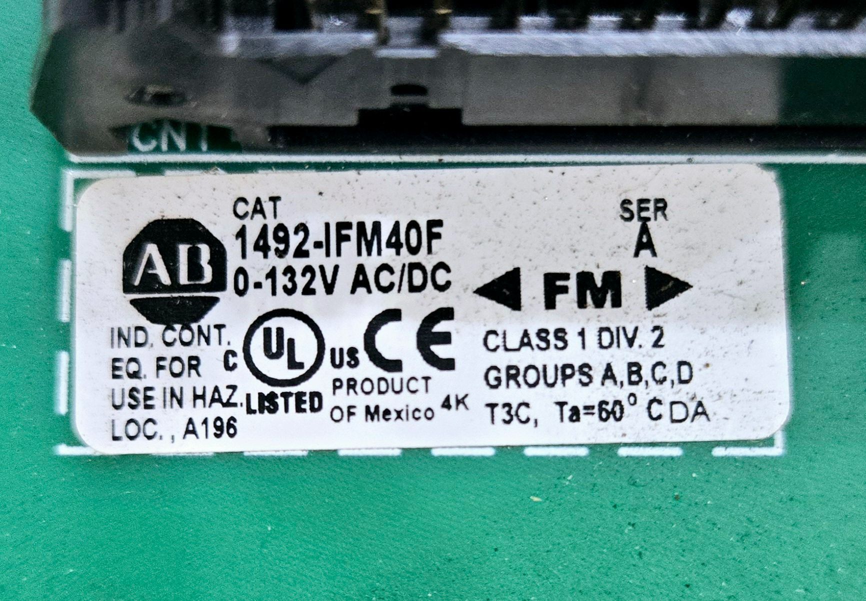 ALLEN BRADLEY 1492-IFM40F DIGITAL INTERFACE MODULE SER A USED 2
