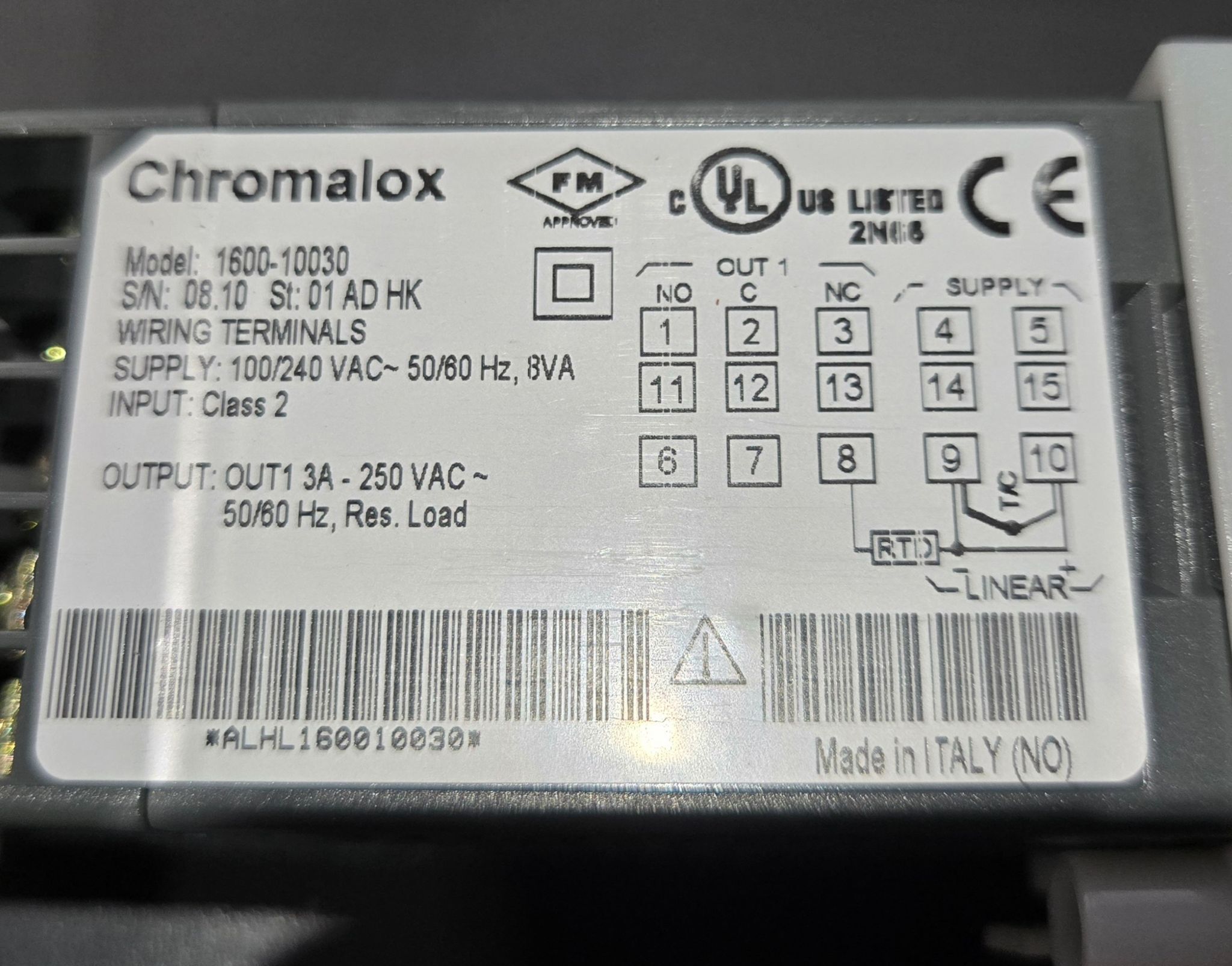 CHROMALOX 1600-10030 TEMPERATURE CONTROL USED 2