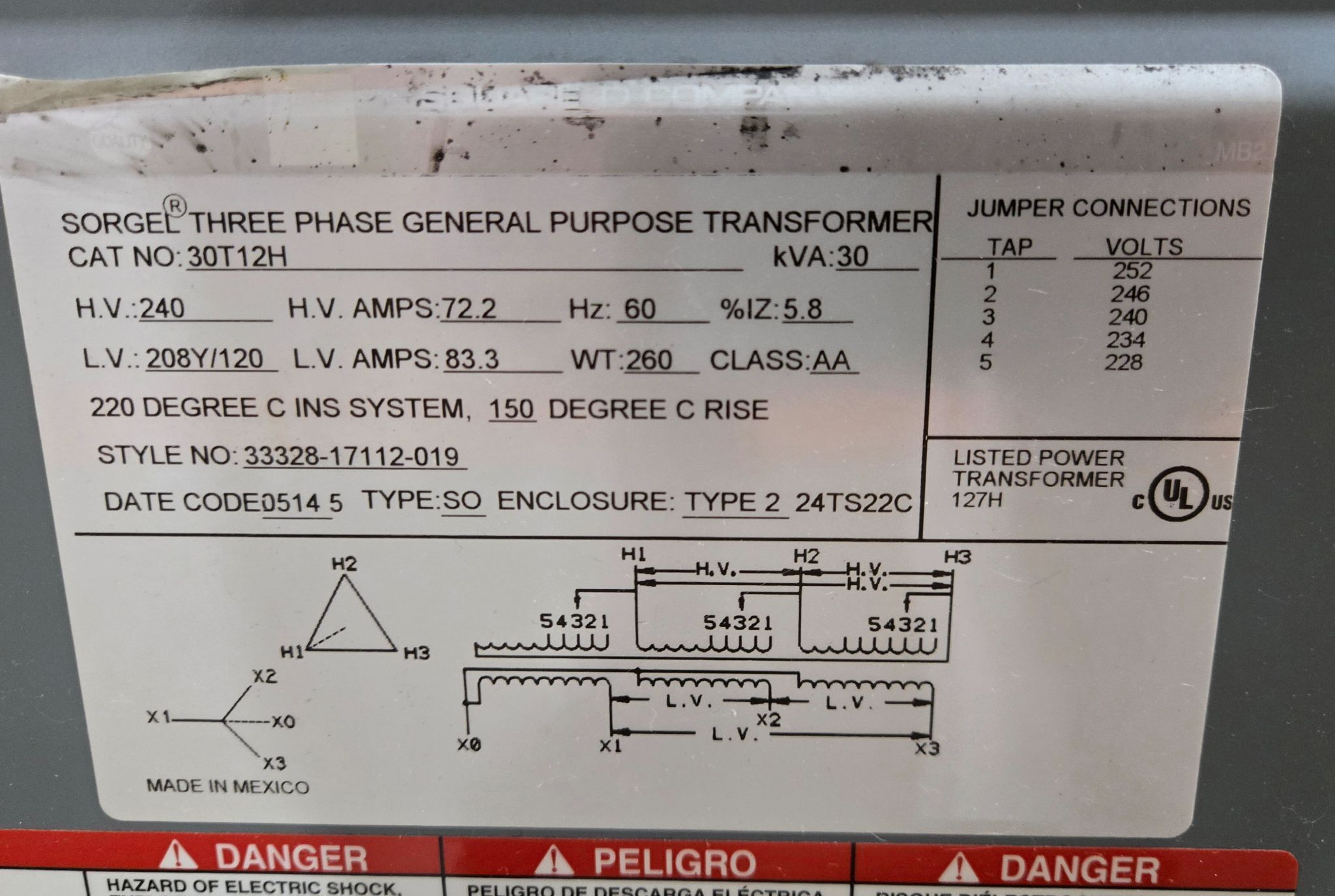 SQUARE D SORGEL 30KVA TRANSFORMER USED 2