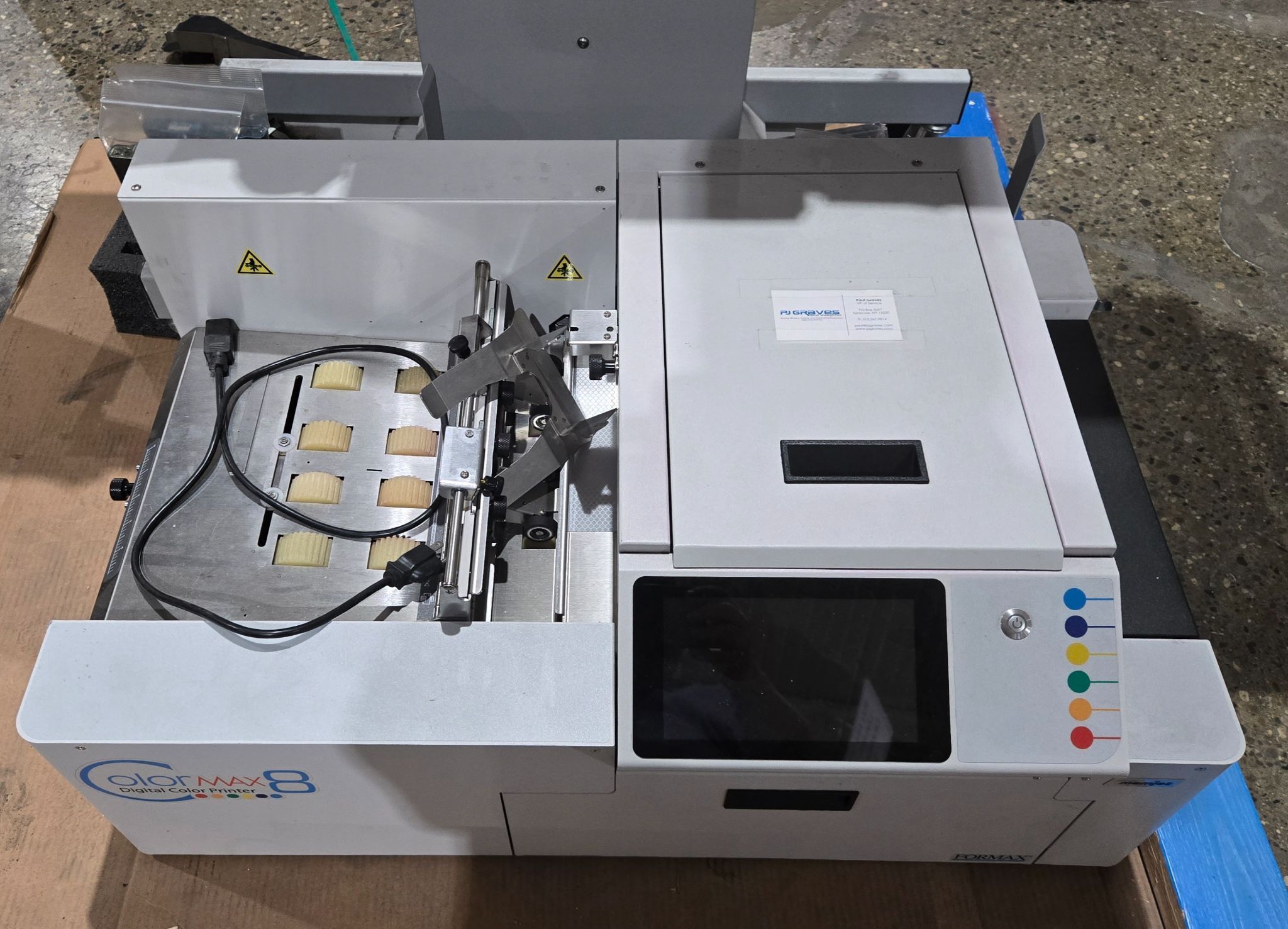 FORMAX COLORMAX8 DIGITAL COLOR PRINTER WITH CONVEYOR AND EXTRA INK CARTRIDGES USED 0