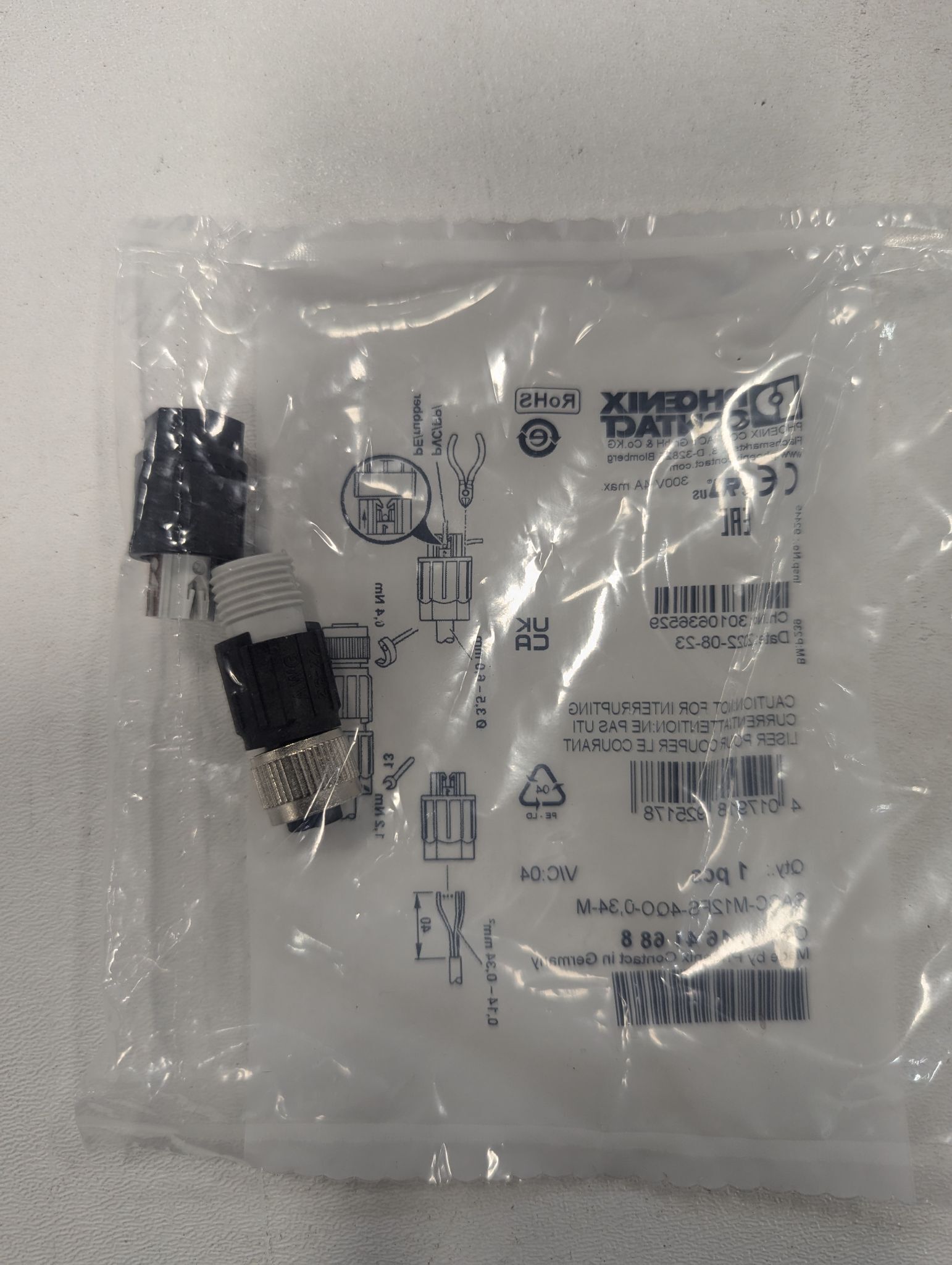 PHOENIX CONTACT SACC-M12FS-4QO-0,34-M CIRCULAR METRIC CONNECTOR NEW 1