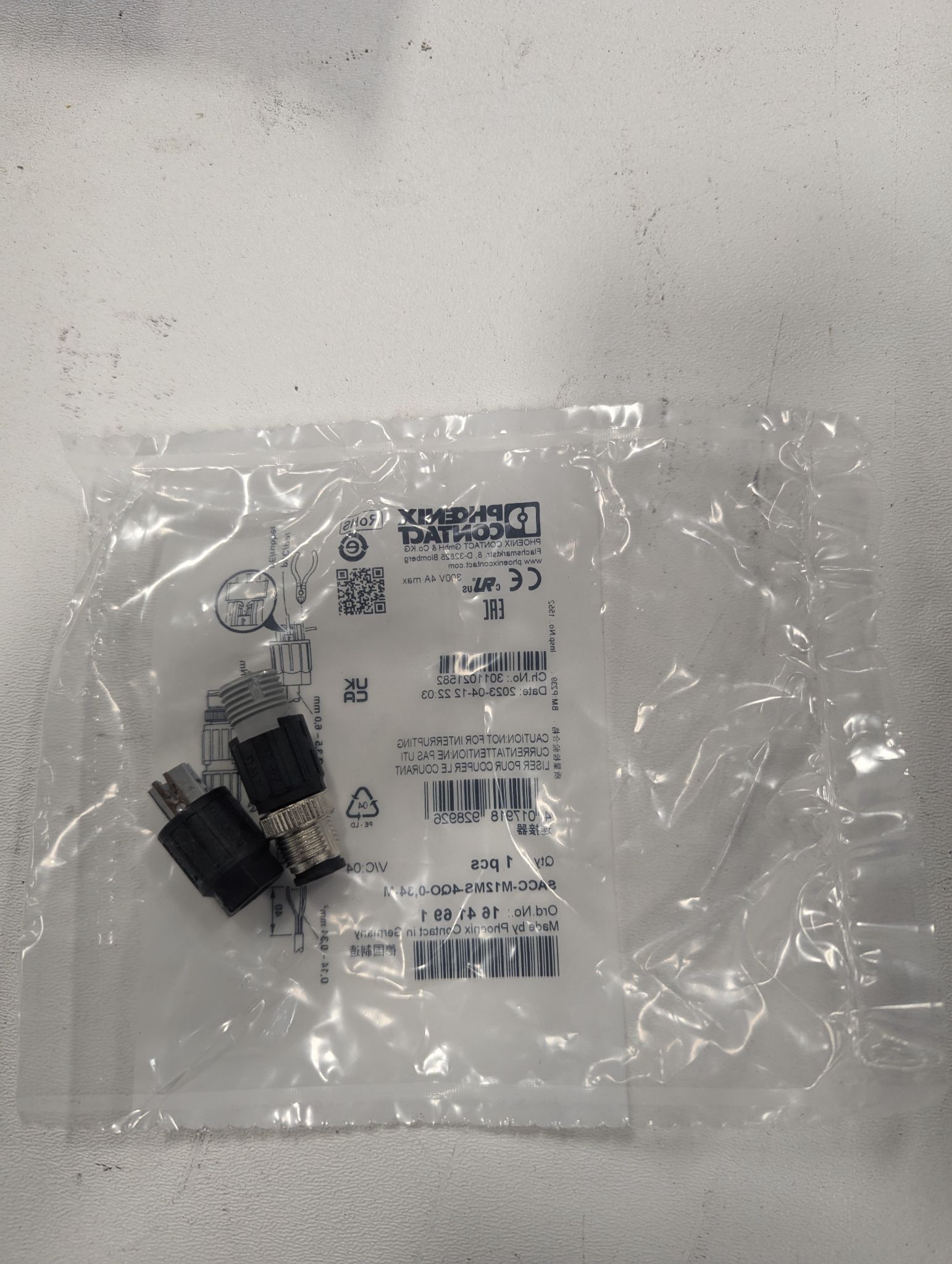 PHOENIX CONTACT SACC-M12MS-4QO-0,34-M CIRCULAR METRIC CONNECTORS NEW 1