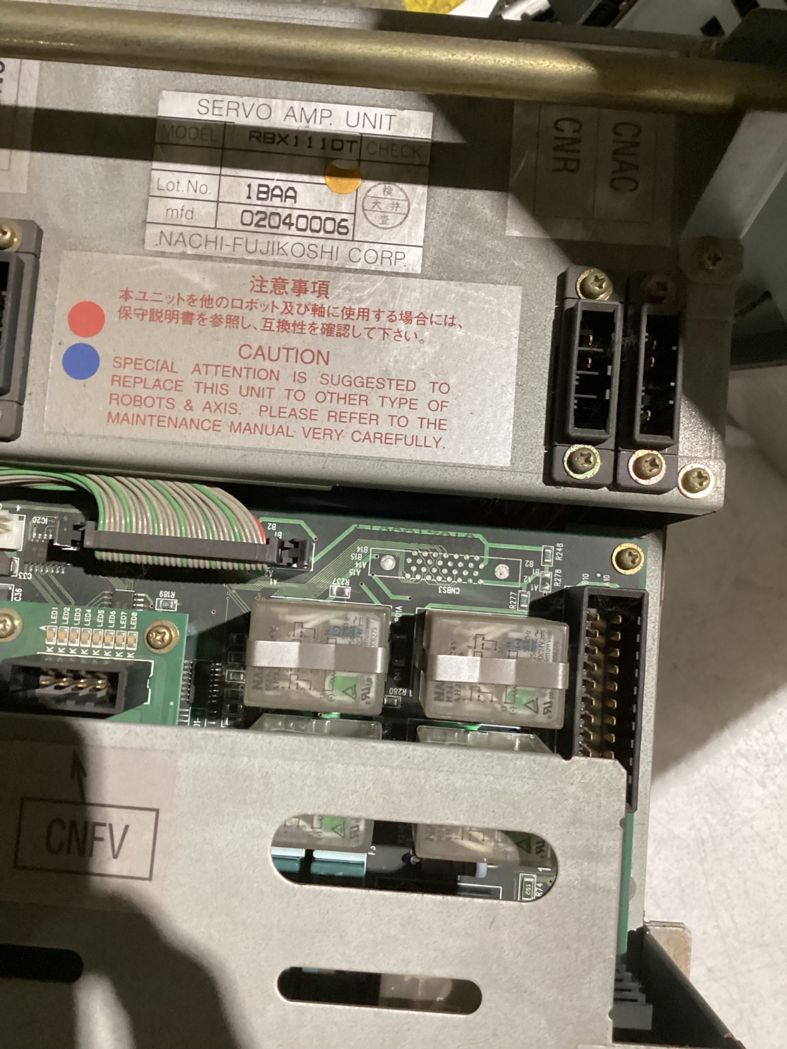NACHI SERVO AMPLIFIER RBX111OT USED 3