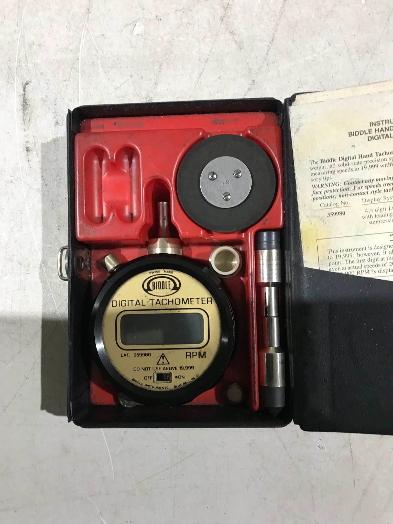BIDDLE TACHOMETER 35-J-80 USED 1