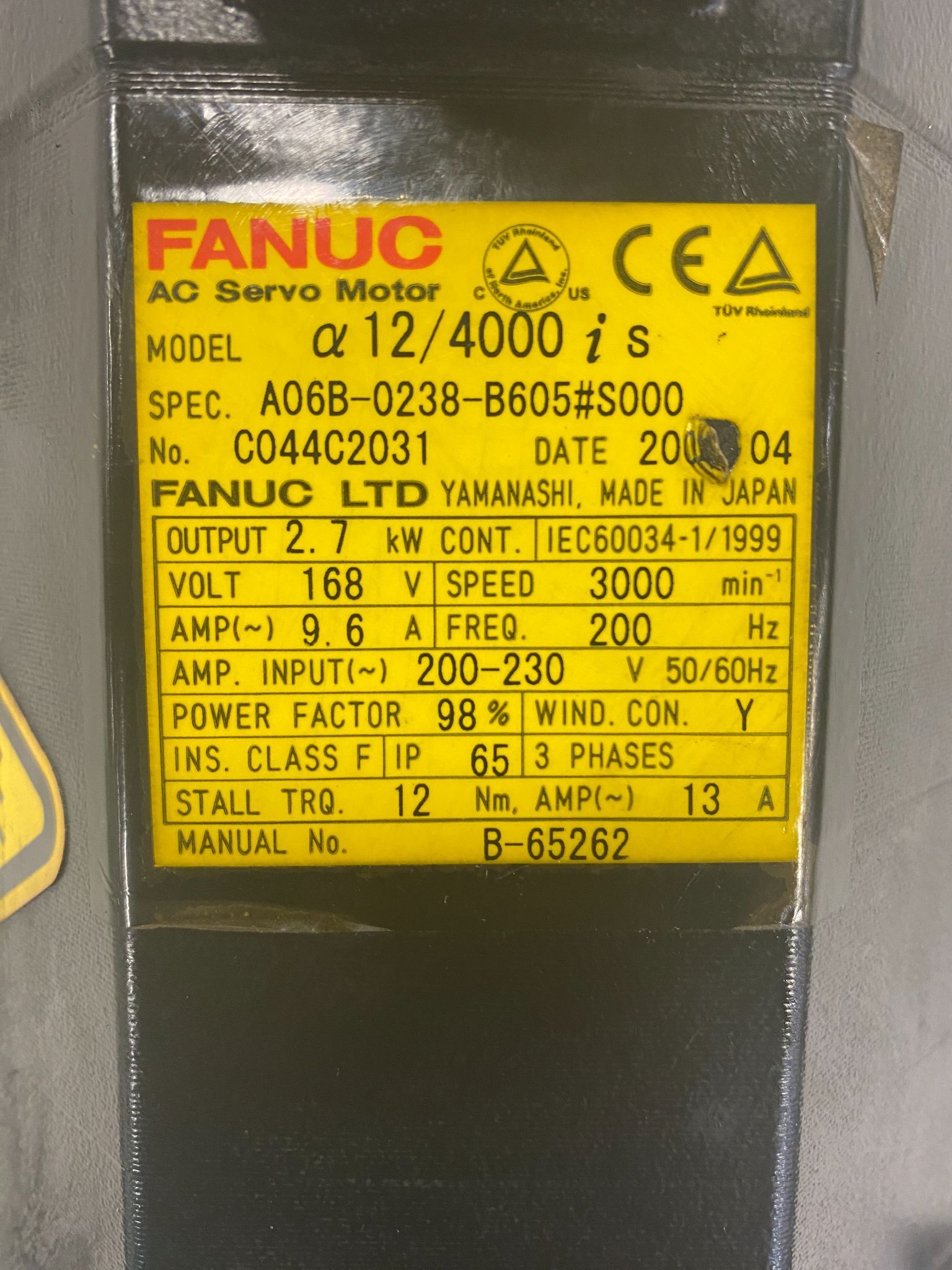 FANUC A06B-0238-B605#S000 SERVO MOTORS USED 1