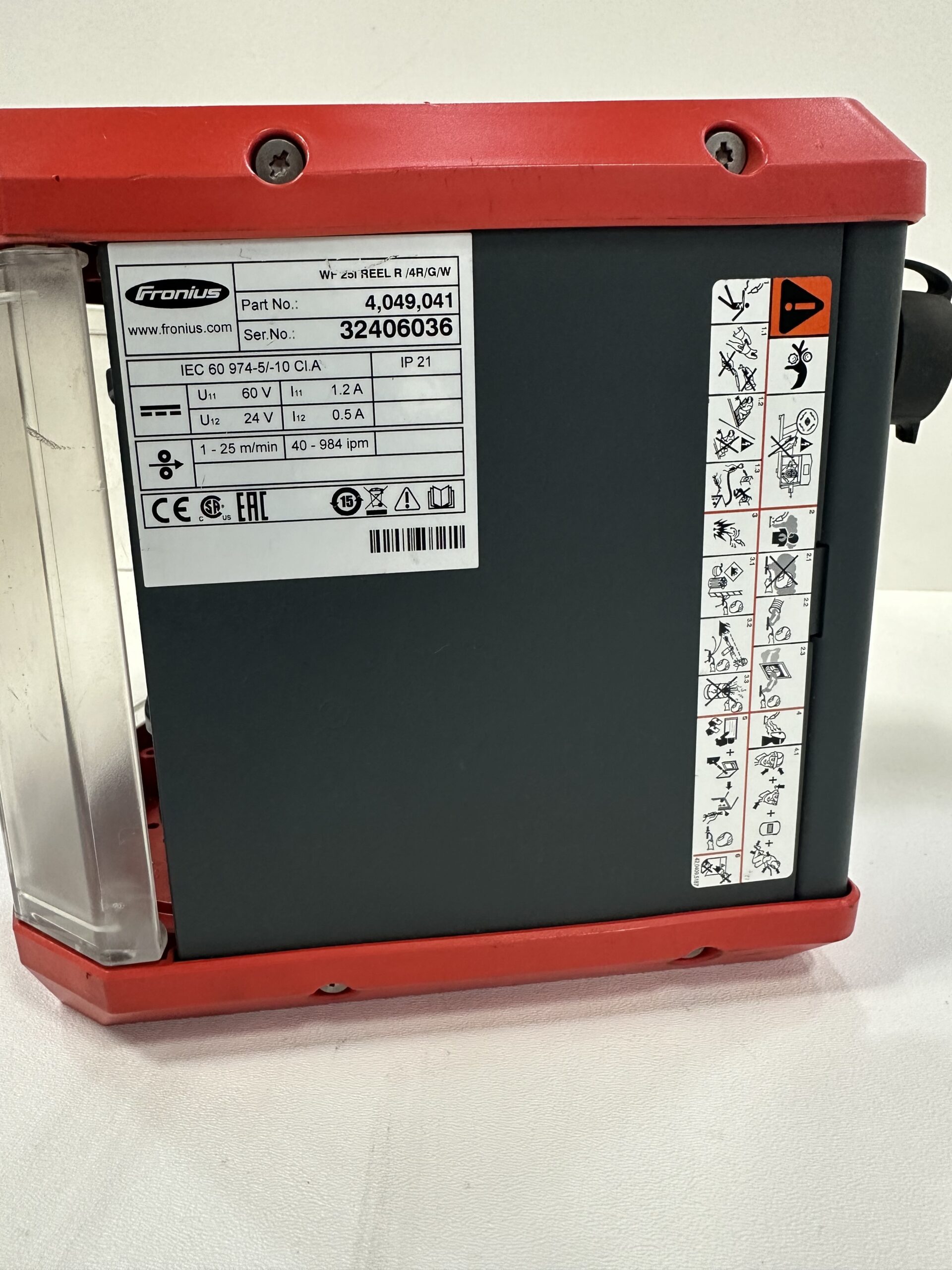FRONIUS WIRE FEEDER MODEL WF 25I REEL R/4R/G/W 4049041 USED 2
