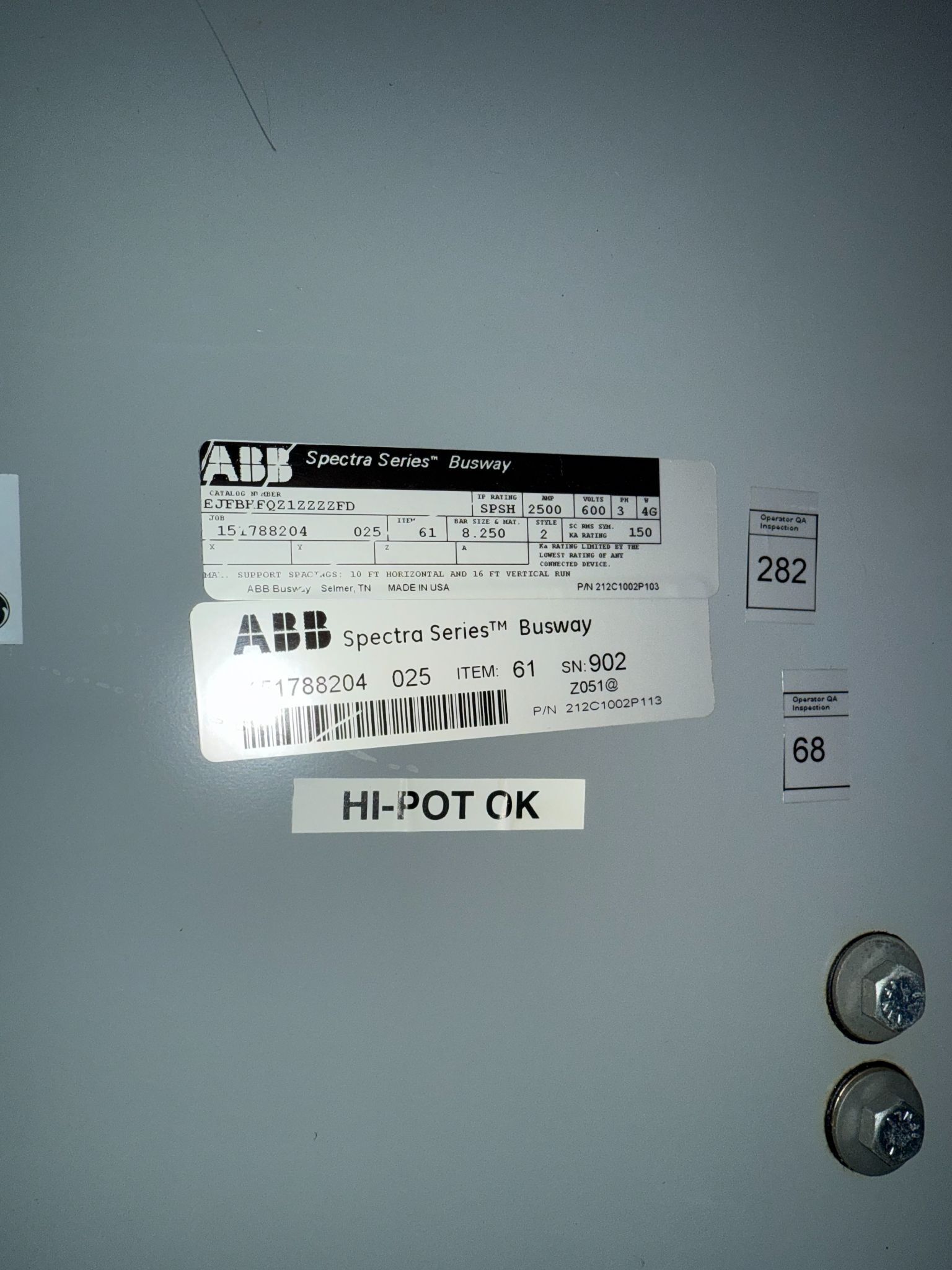 ABB 2500A Spectra Series Copper Center Tap Box 600V, 3PH, 4G NEW 5
