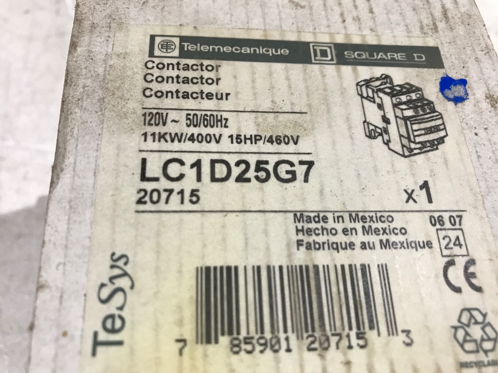TELEMECANIQUE CONTACTOR LC1D25G7 NEW 1