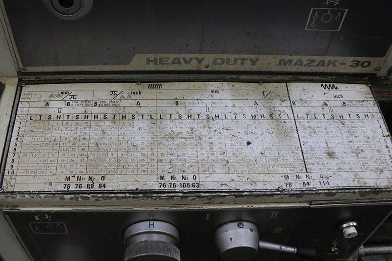 1970's MAZAK 30-200 HEAVY DUTY ENGINE LATHE USED 20