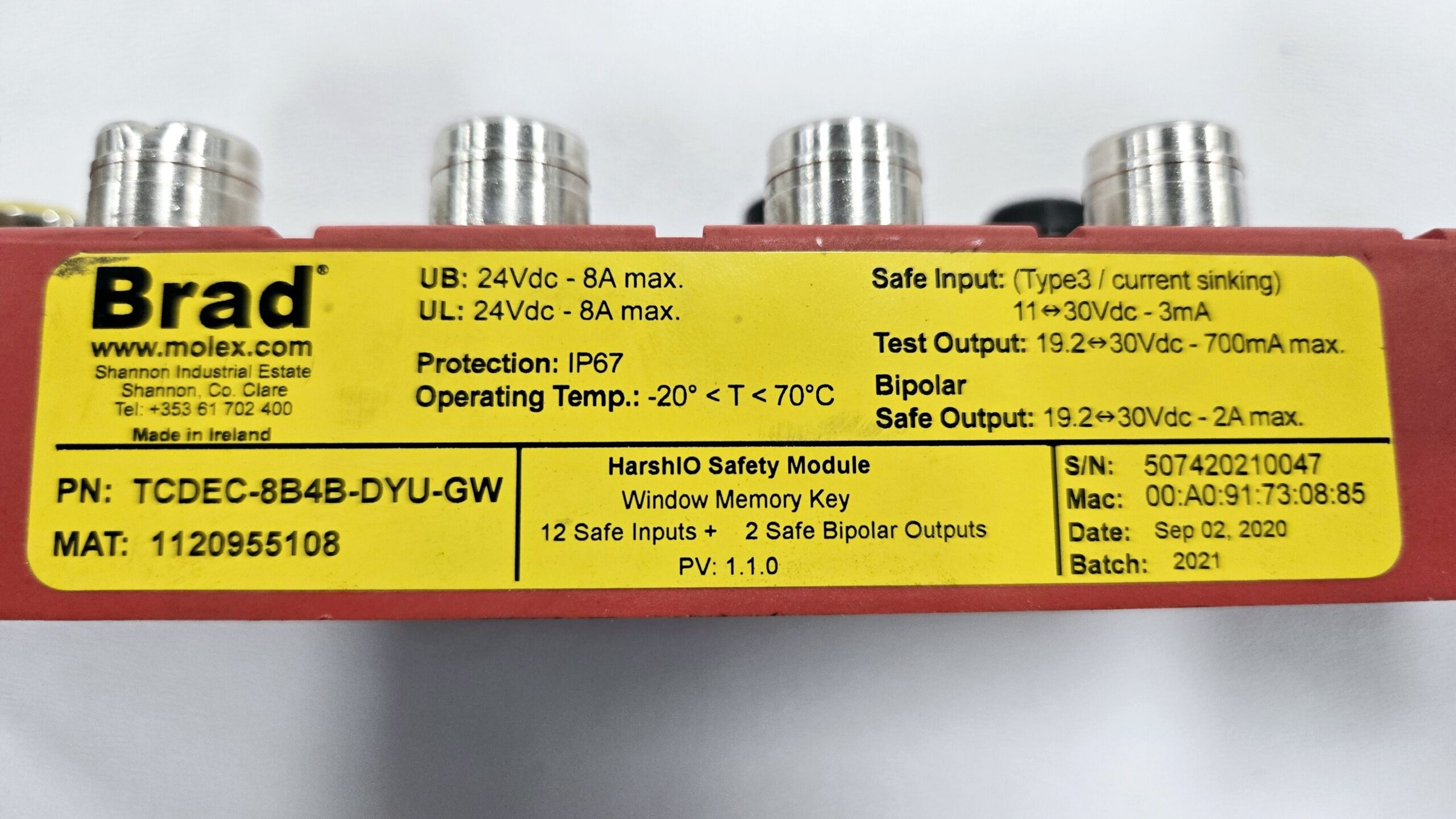 MOLEX TCDEC-8B4B-DYU-GW DIGITAL I/O USED 2