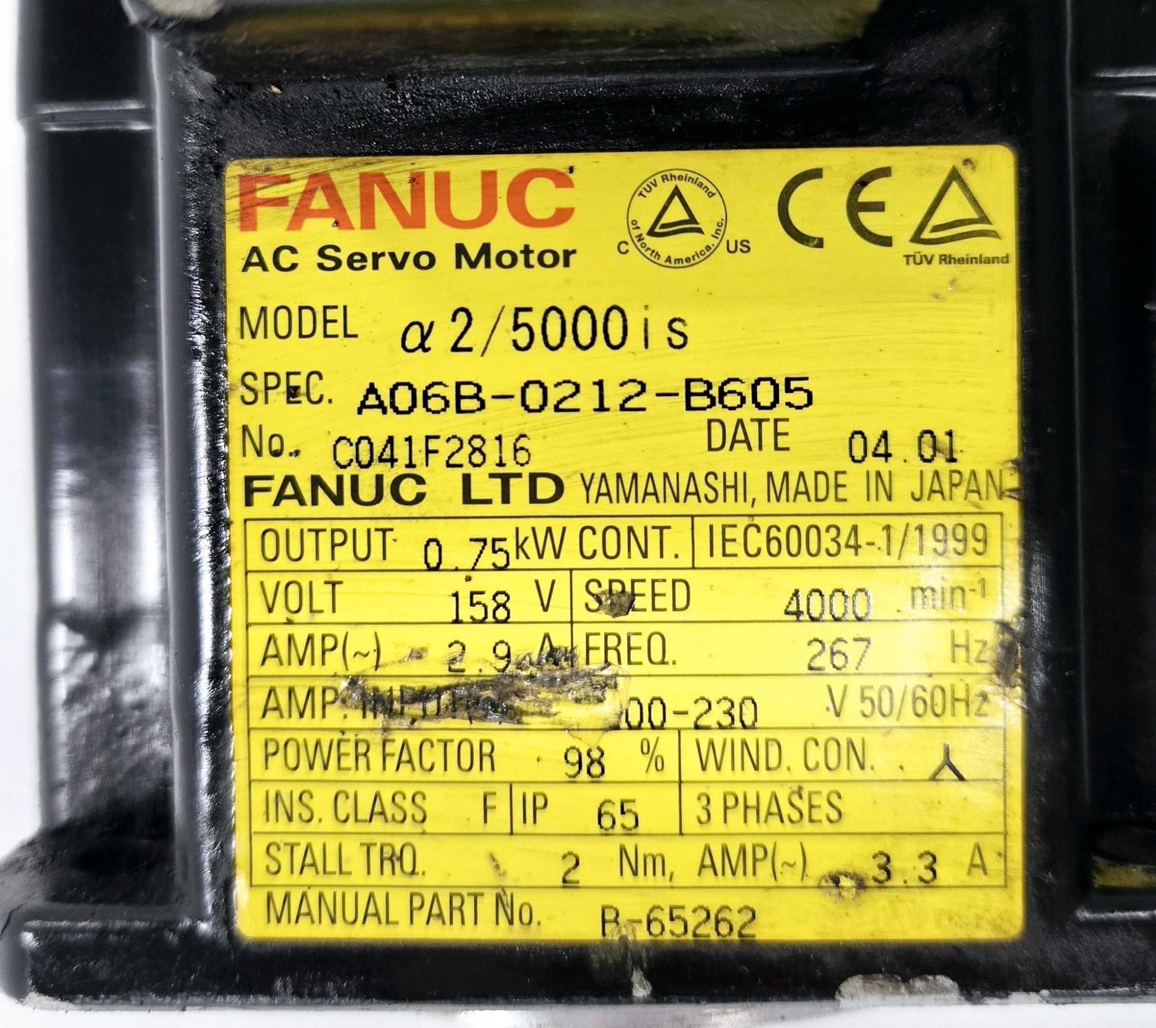 FANUC A06B-0212-B605 Servo Motor USED 3