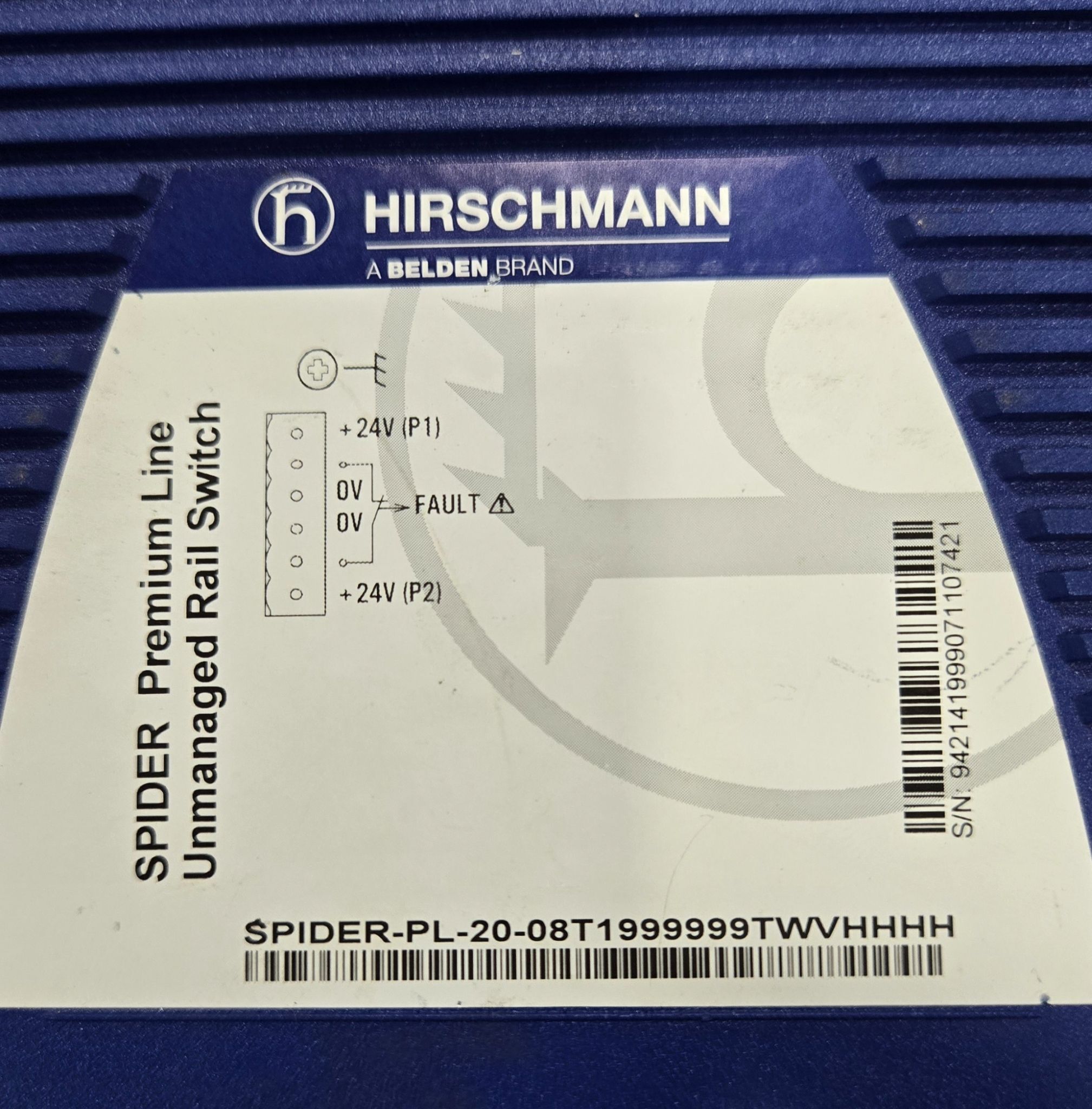 HIRSCHMANN SPIDER-PL-20-08T1999999TWVHHH ETHERNET SWITCH USED 3