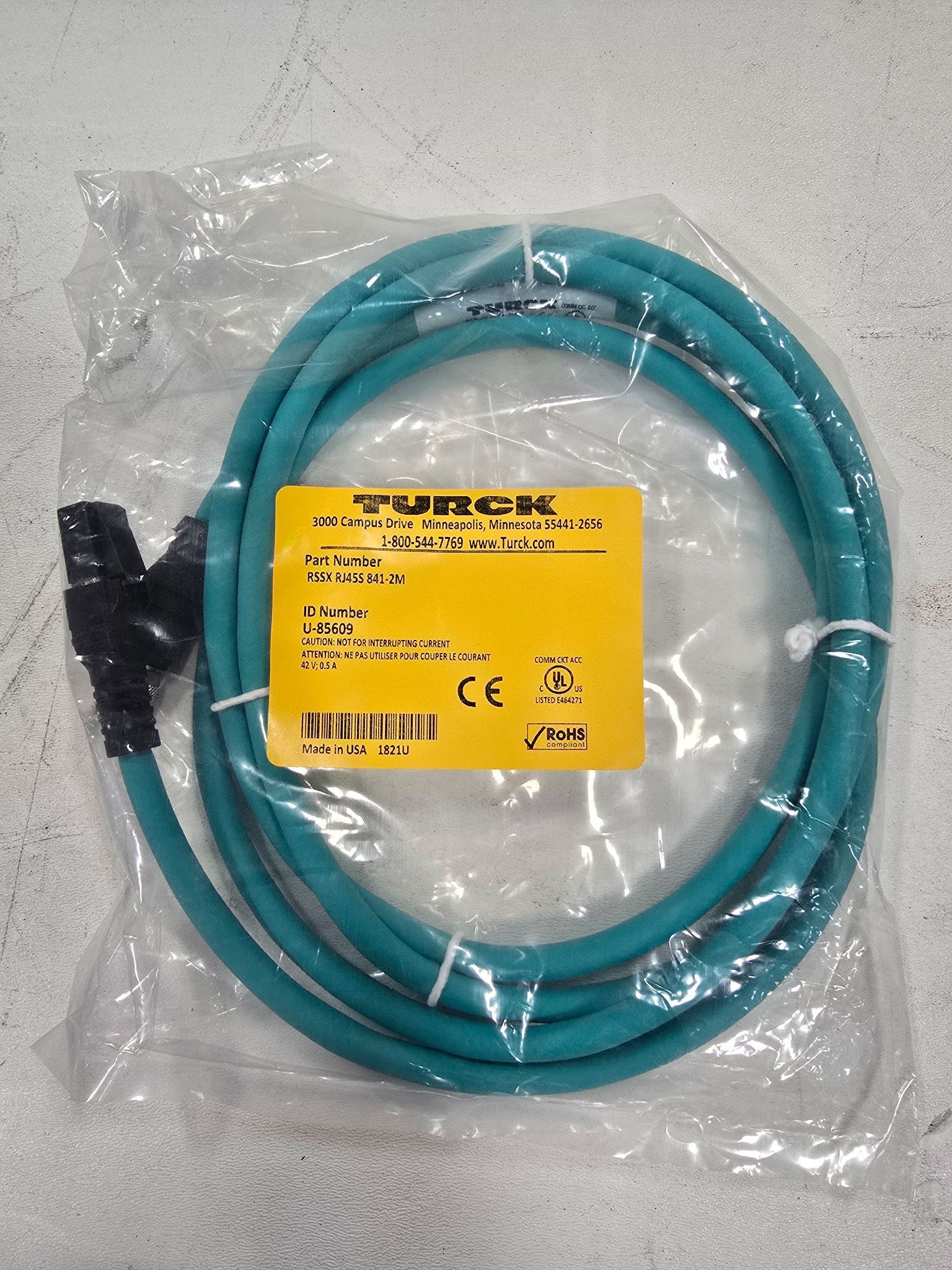 TURCK RSSX-RJ45S-841-2M ETHERNET CABLE NEW 0