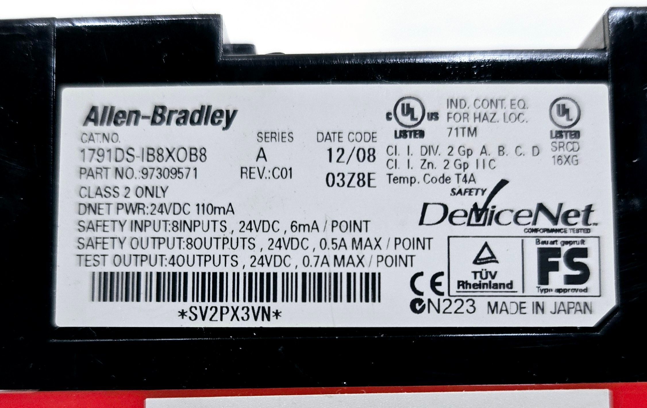 ALLEN BRADLEY 1791DS-IB8XOB8 GUARD I/O SAFETY MODULE USED 2