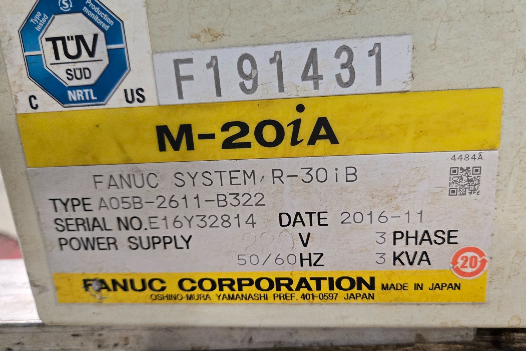 FANUC M-20IA/20M ROBOT + R30IB CONTROLLER MISSING TEACH PENDANT USED 6