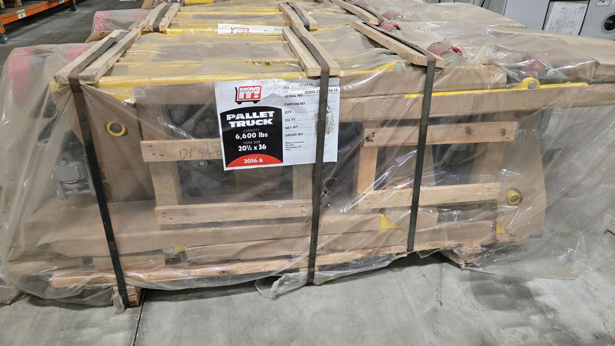 MOVE IT 2036.6 6600LB FORK SIZE: 20 1/2 X 36 CAPACITY PALLET JACK NEW 4