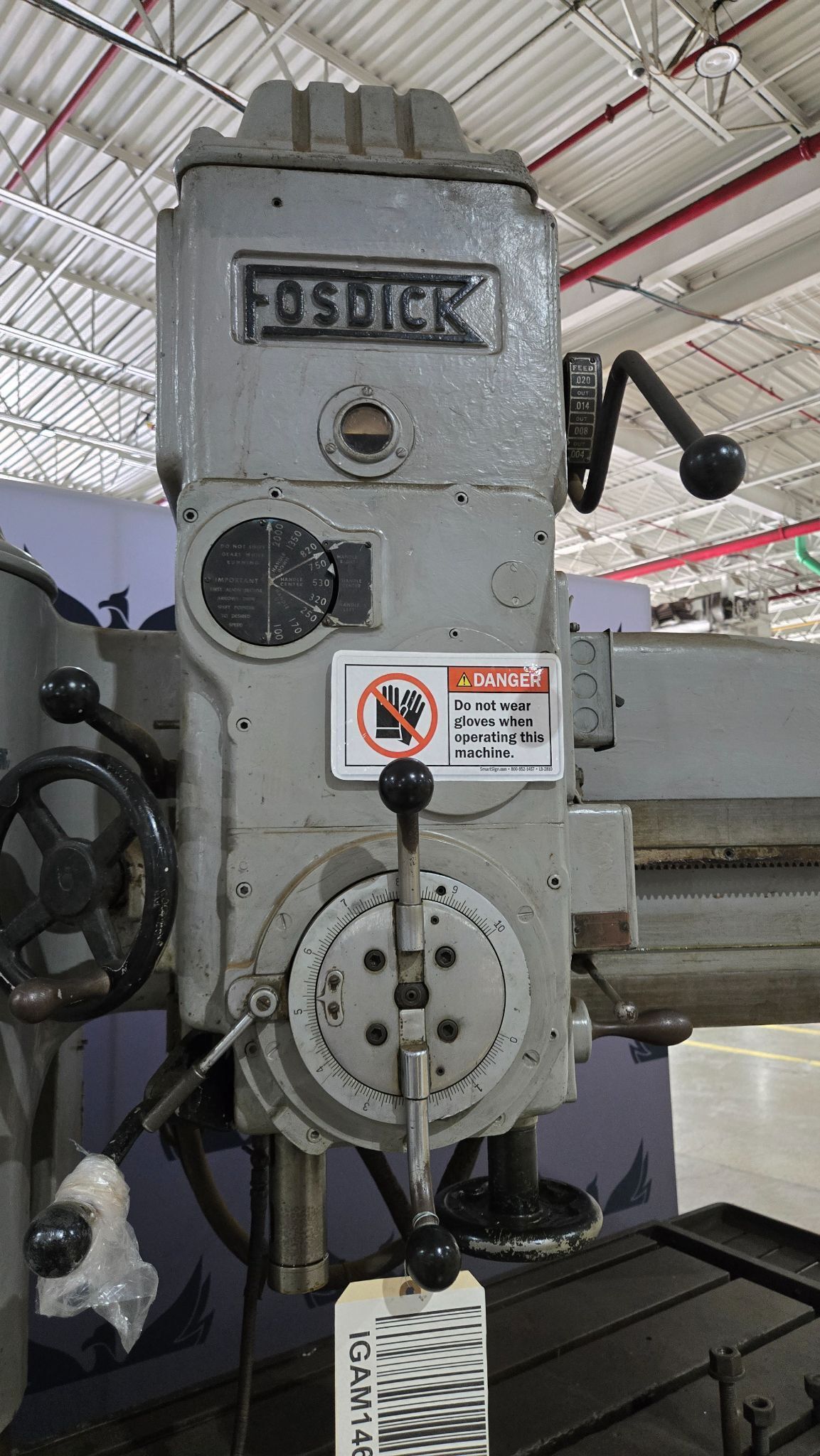 FOSDICK SENSITIVE 4FT RADIAL ARM DRILL 3HP 225V USED 4