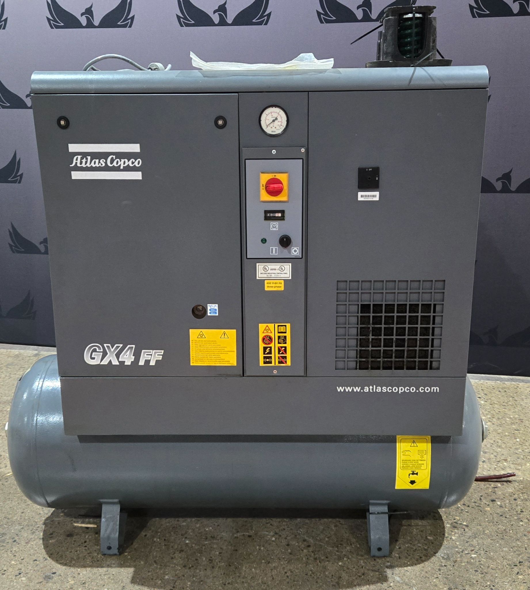 ATLAS COPCO GX4FF 5HP Rotary Compressor w/ Refrigerated Air Dryer USED 0