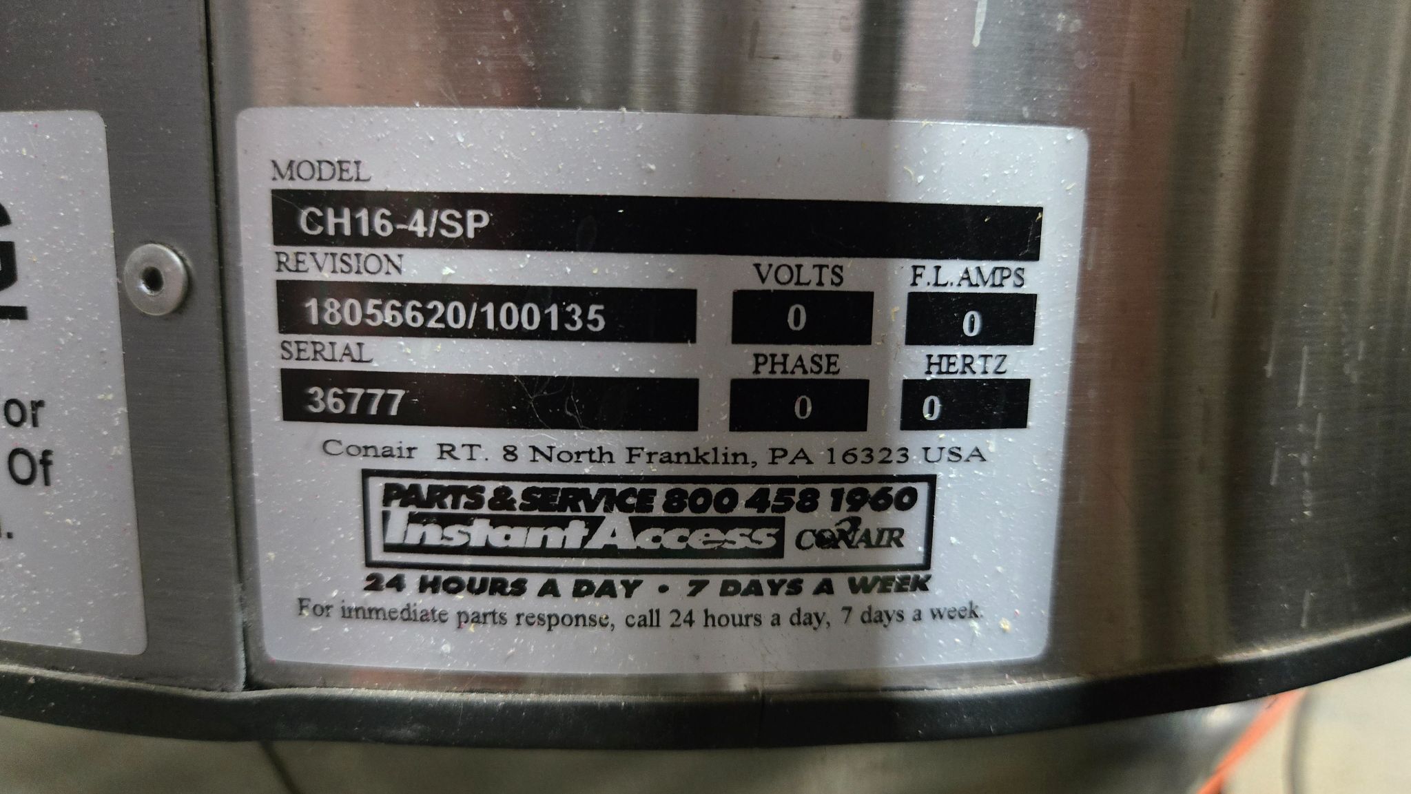 CONAIR CH16-4/SP Triple Hopper Resin Dryer Unit USED 13