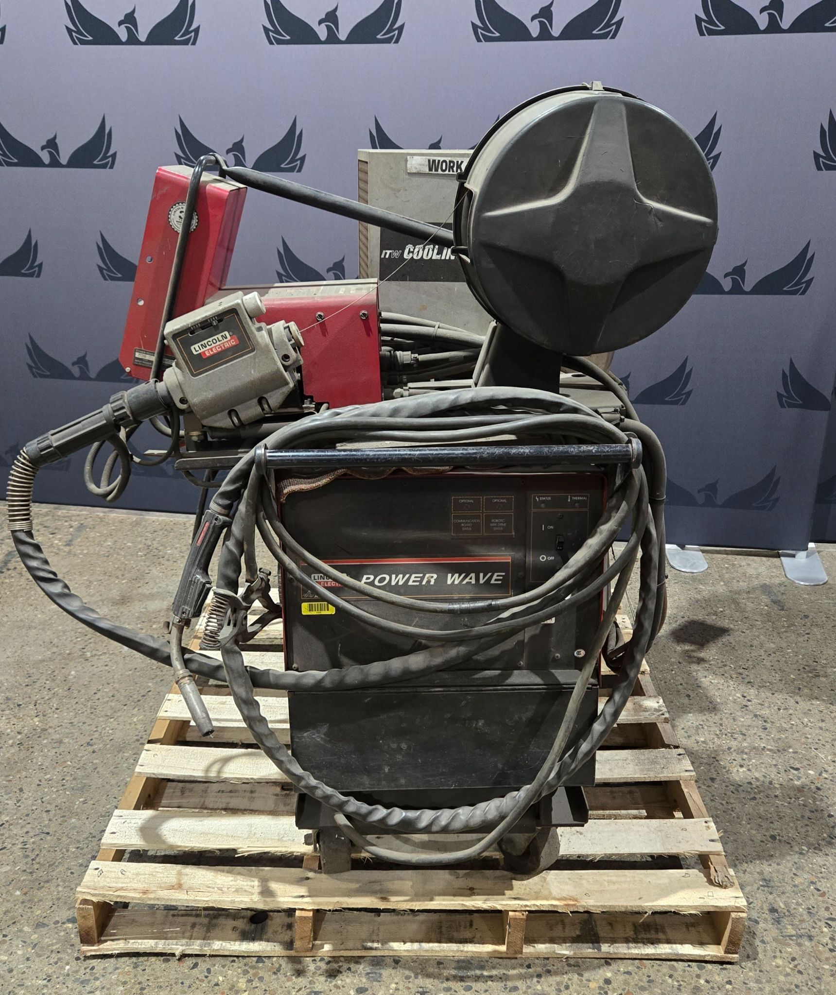Lincoln Electric PowerWave 455M w/ Controls, Wire Feeder and Cooler USED 0