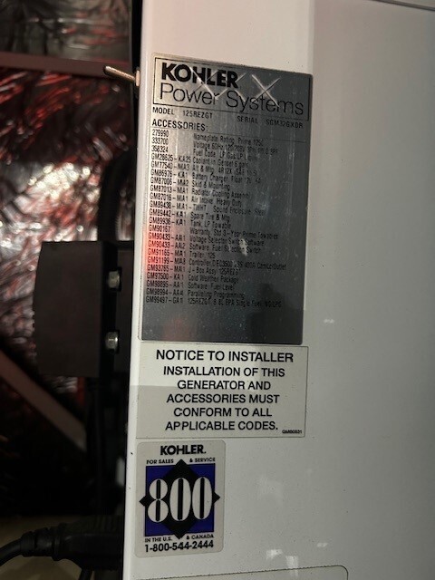 Kohler Power Systems Towable Generator 125REZGT / GM99497-GA1 USED 4