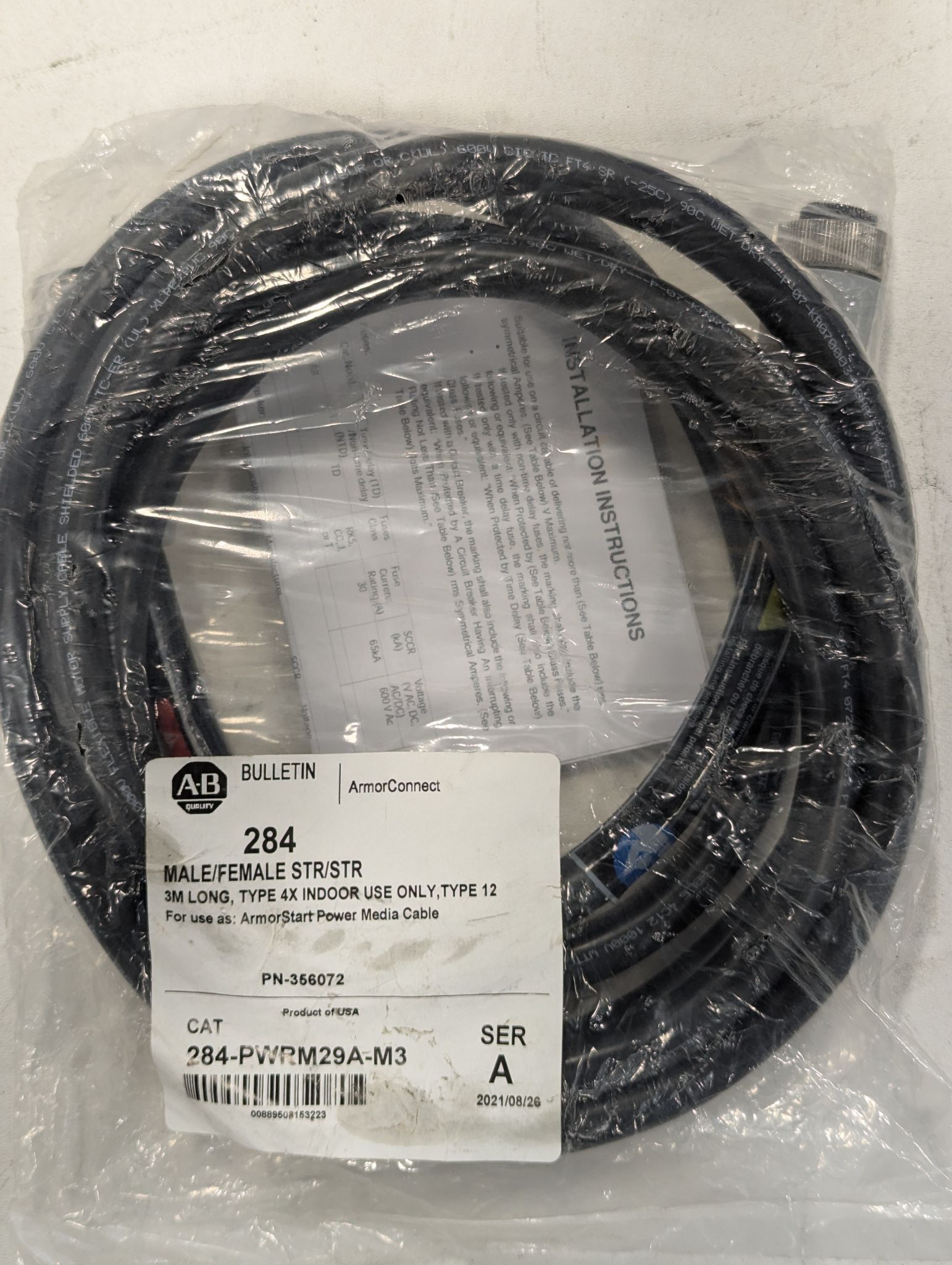 ALLEN BRADLEY 284-PWRM29A-M3 Power Cable NEW 0
