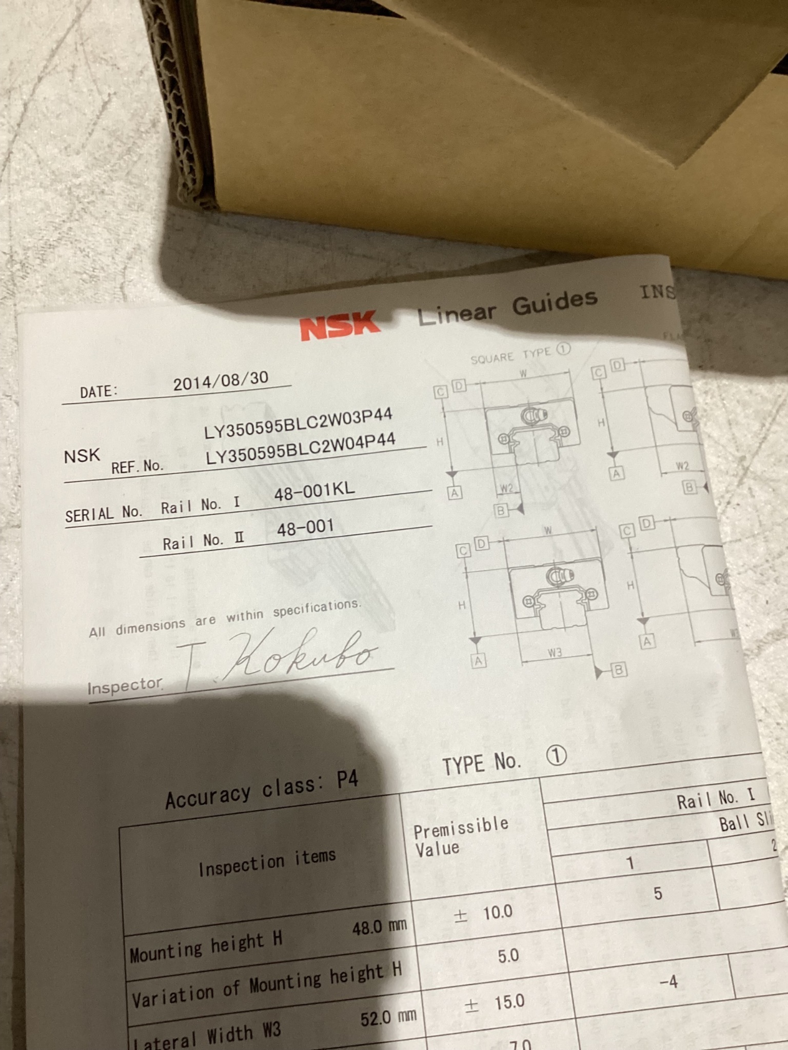 NSK LINEAR GUIDE LY350595BLC2W04P44 NEW 3