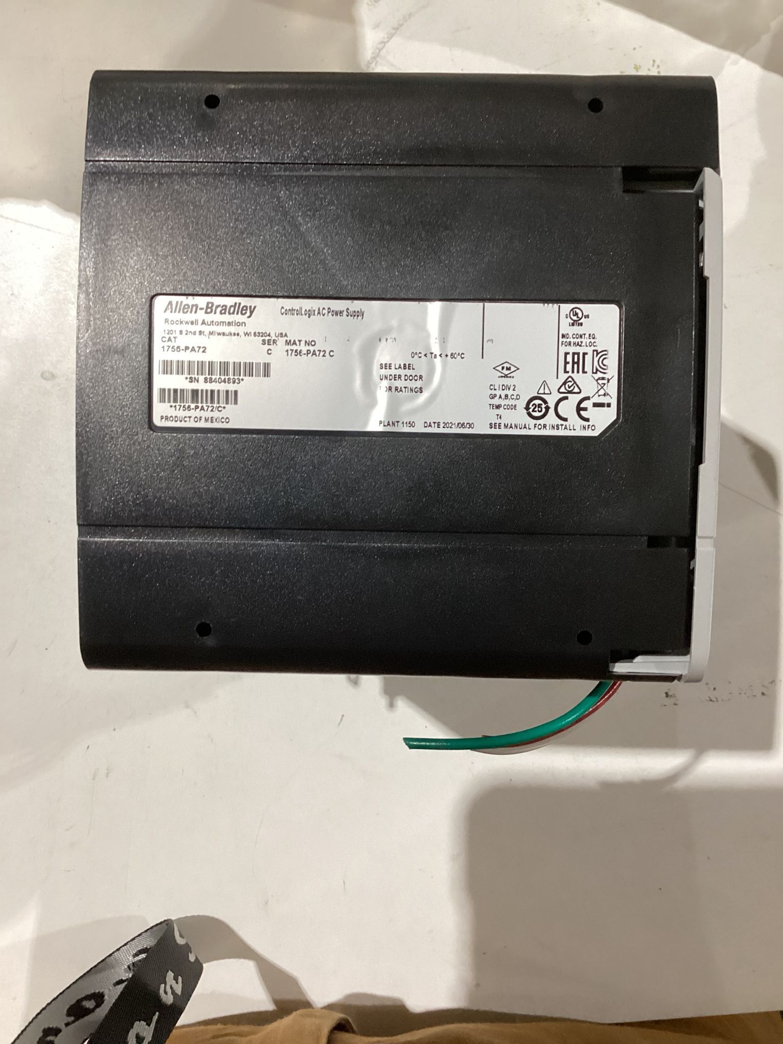 Allen-Bradley 1756-PA72 4-Slot PLC w/ 1756-L82ES, 1756-OB16IS USED 1