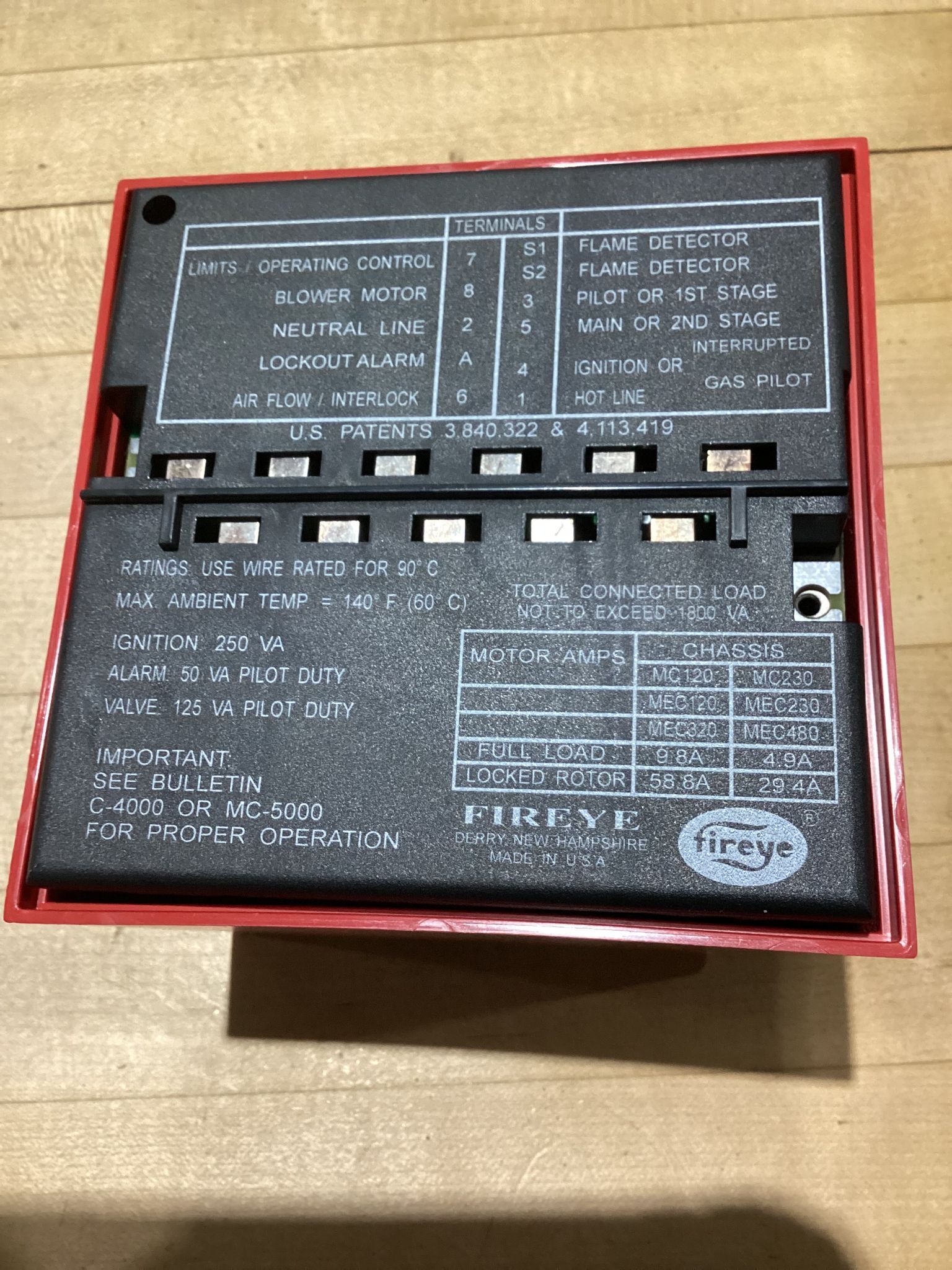 Fireye MC120 Switch Chassis NEW 1