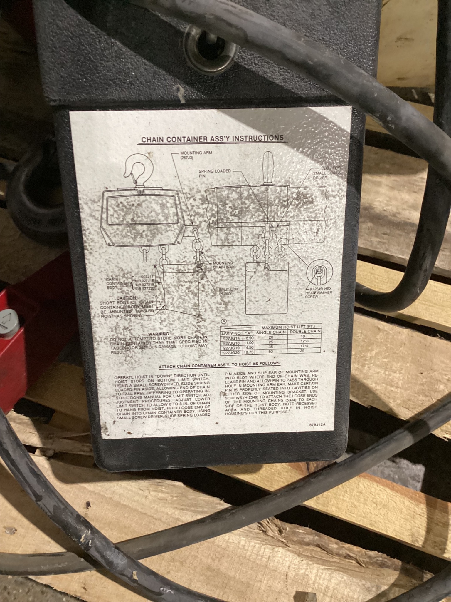 COFFING 2 TON ELECTRIC CHAIN HOIST EC-4006-3 USED 5