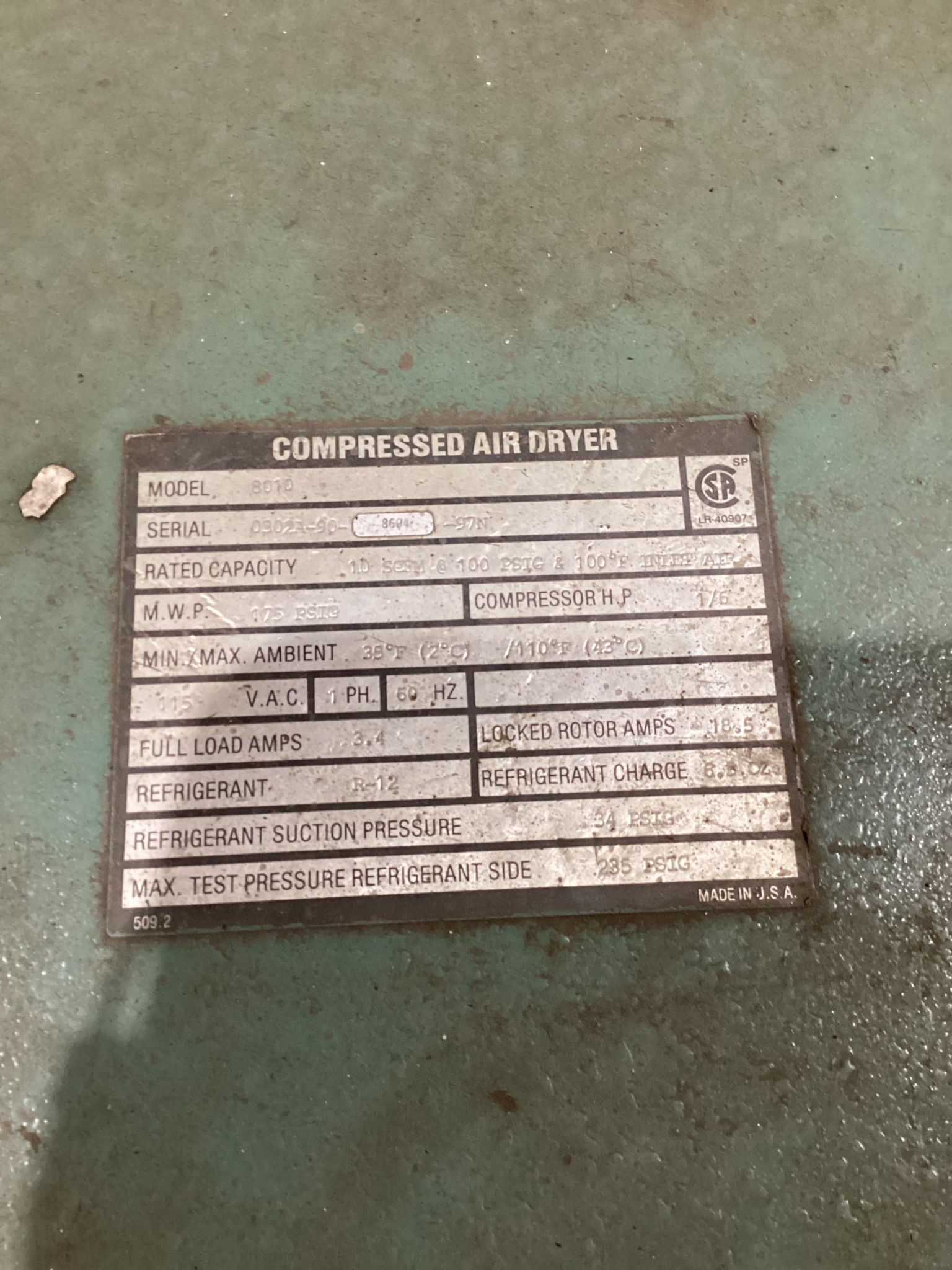 CHAMPION 8010 AIR COMPRESSOR USED 15