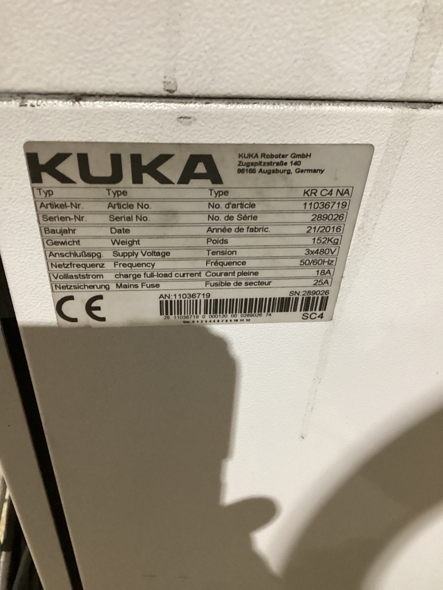 KUKA KR 120 R1800 nano Robot w/ KR C4 NA Controls, Missing Cable Set USED 20