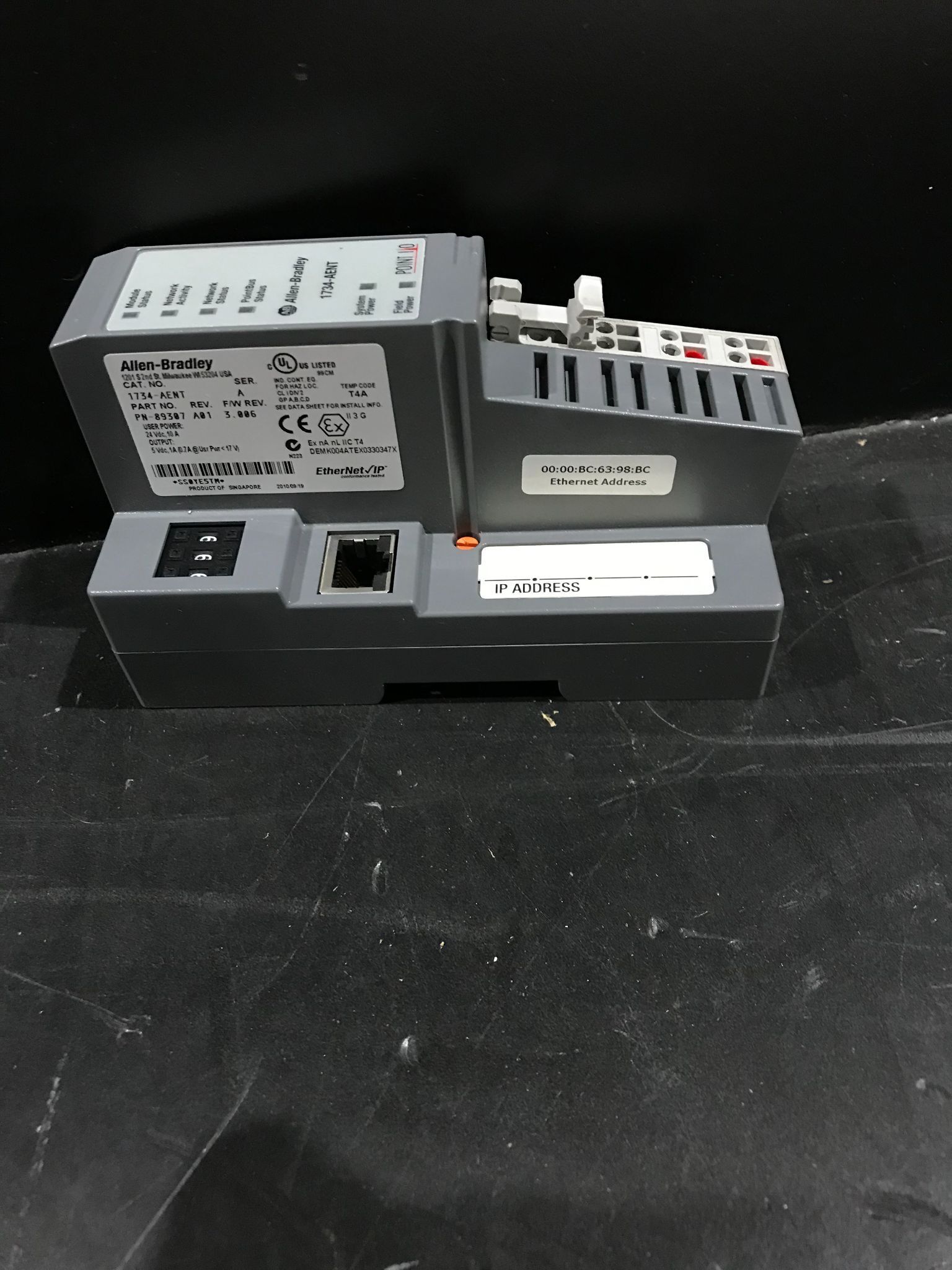 ALLEN-BRADLEY 1734-AENT ETHERNET NETWORK ADAPTOR PLC I/O MODULES 1