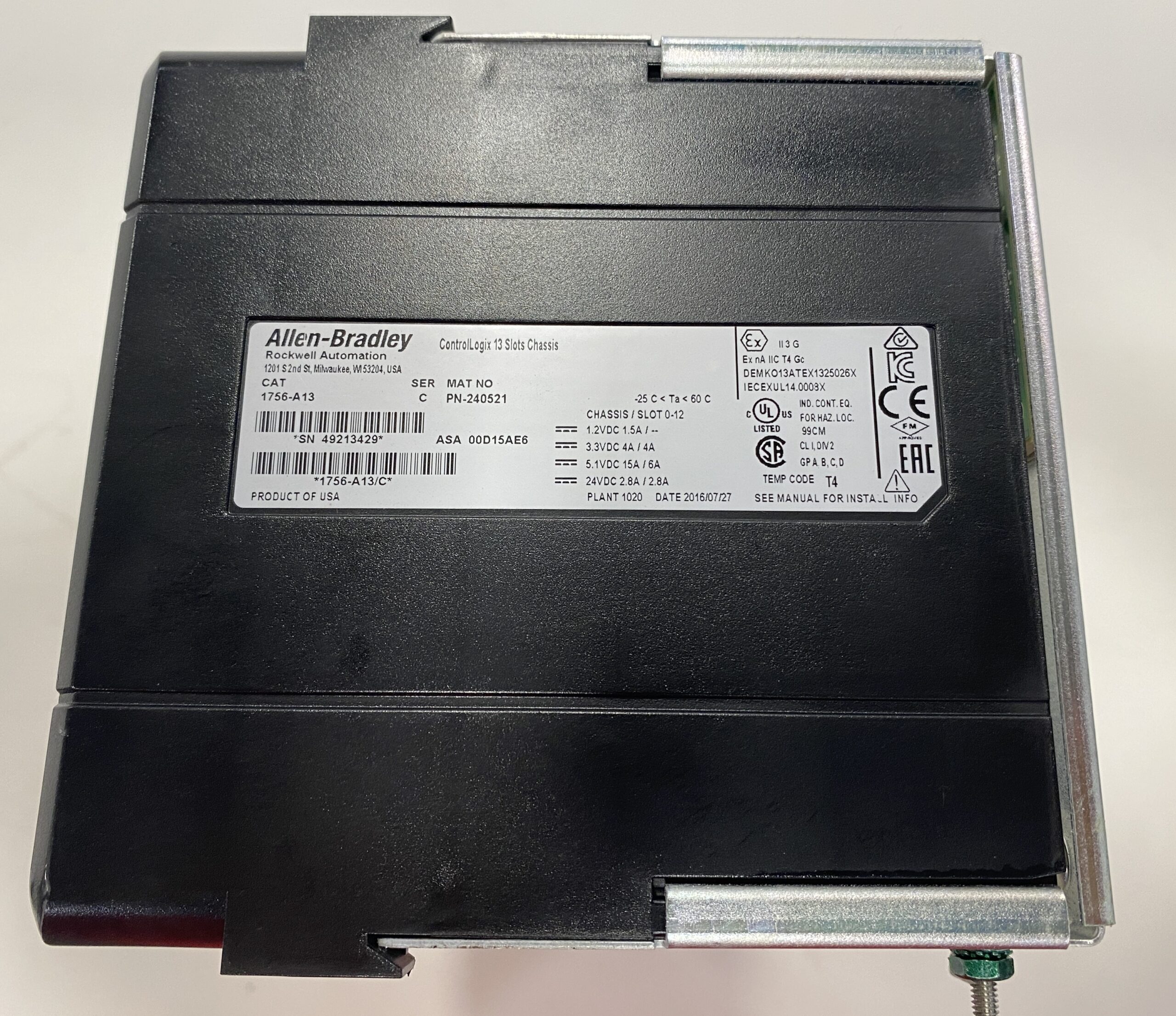Used ALLEN BRADLEY 1756-A13 PLC Chassis IGAM0220096