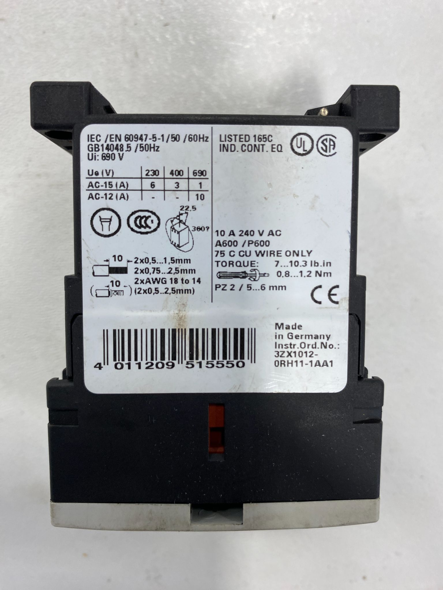 SIEMENS 3RH1140-1WB40 CONTACTORS USED 1