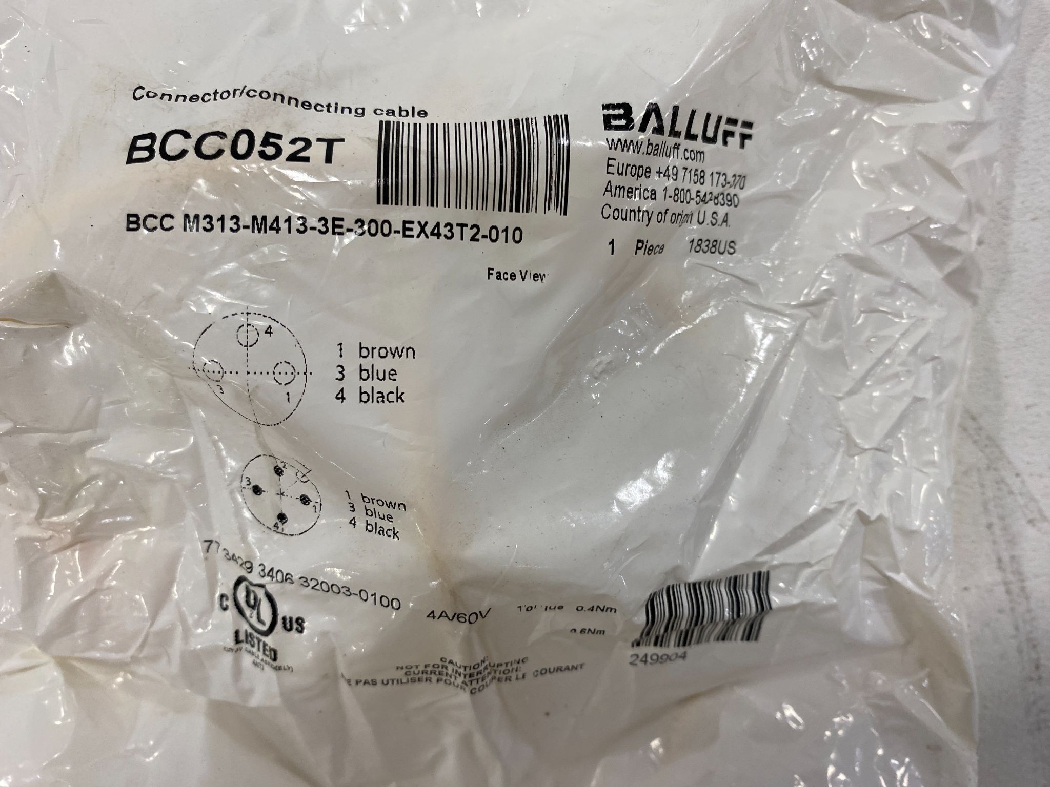 BALLUFF M313-M413-3E-300-EX43T2-010 BCC052T SENSOR CORDSETS NEW 1
